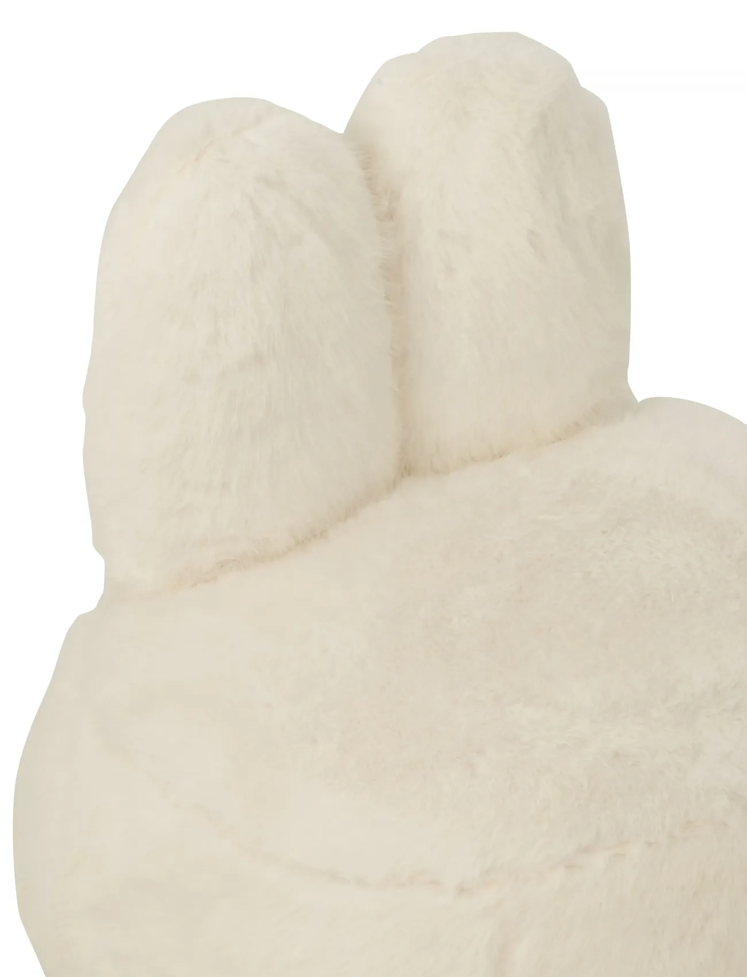 J-Line - STOOL FUR WITH BUNNY EARS WOOD WHITE - puffer og lænestole - white - 5