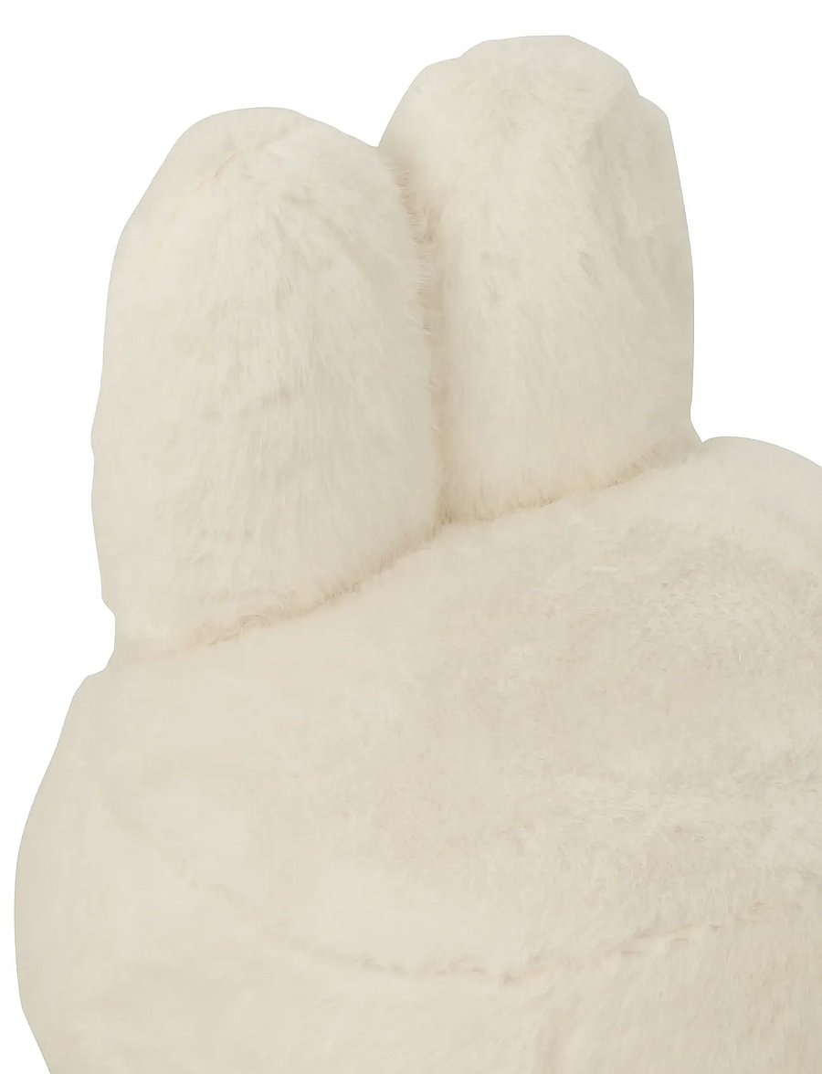 J-Line - STOOL FUR WITH BUNNY EARS WOOD WHITE - poufs & lehnstühle - white - 5
