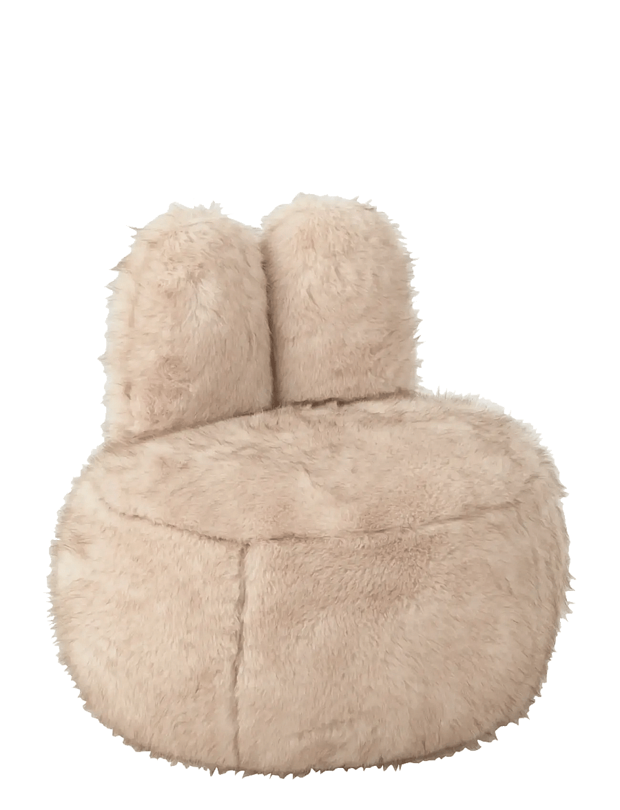 J-Line - STOOL FUR WITH BUNNY EARS WOOD TAUPE - poufit ja nojatuolit - taupe - 0
