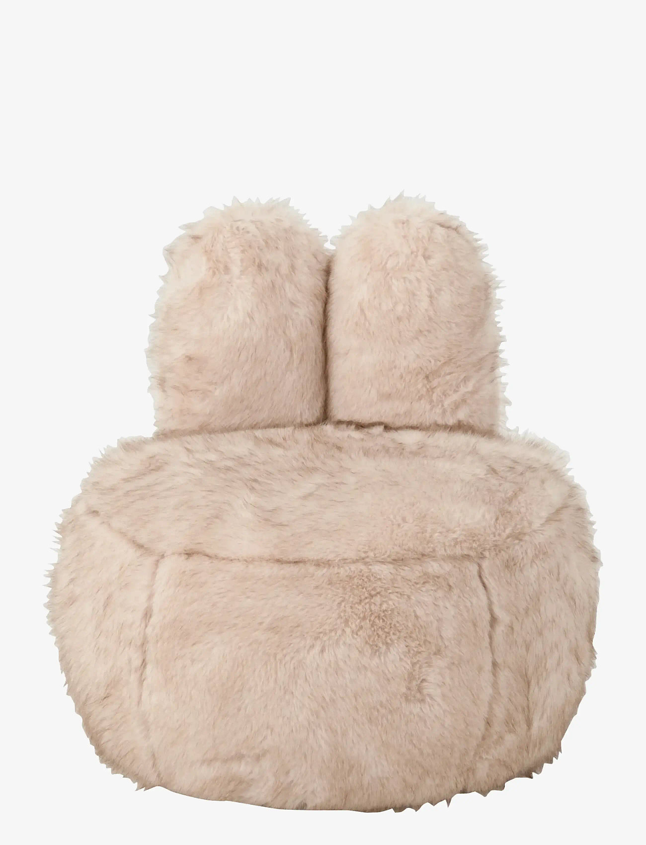 J-Line - STOOL FUR WITH BUNNY EARS WOOD TAUPE - pouffes & armchairs - taupe - 1