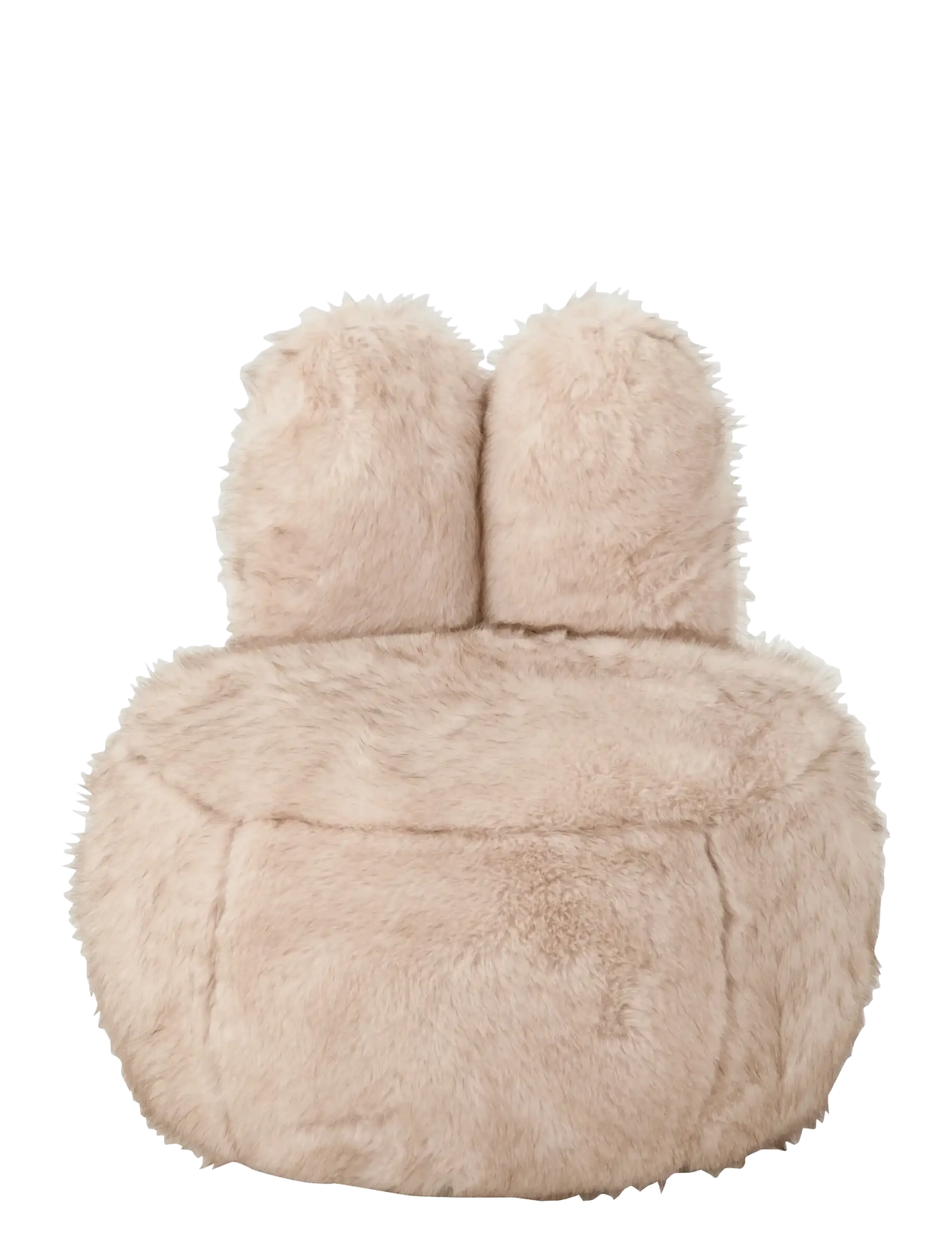 J-Line - STOOL FUR WITH BUNNY EARS WOOD TAUPE - pufi un atpūtas krēsli - taupe - 1