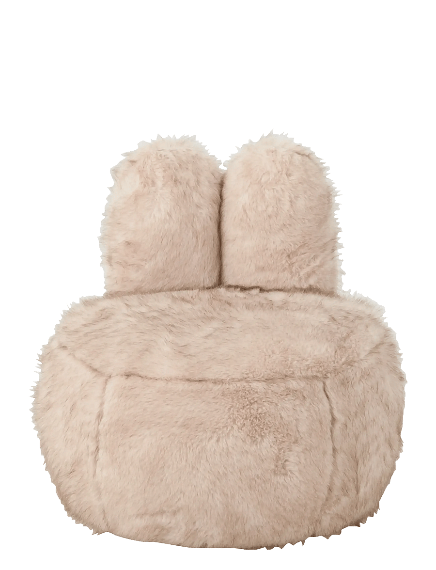 J-Line - STOOL FUR WITH BUNNY EARS WOOD TAUPE - poufit ja nojatuolit - taupe - 1