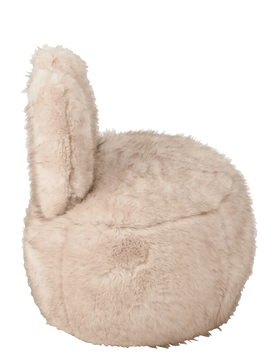 J-Line - STOOL FUR WITH BUNNY EARS WOOD TAUPE - poufit ja nojatuolit - taupe - 2