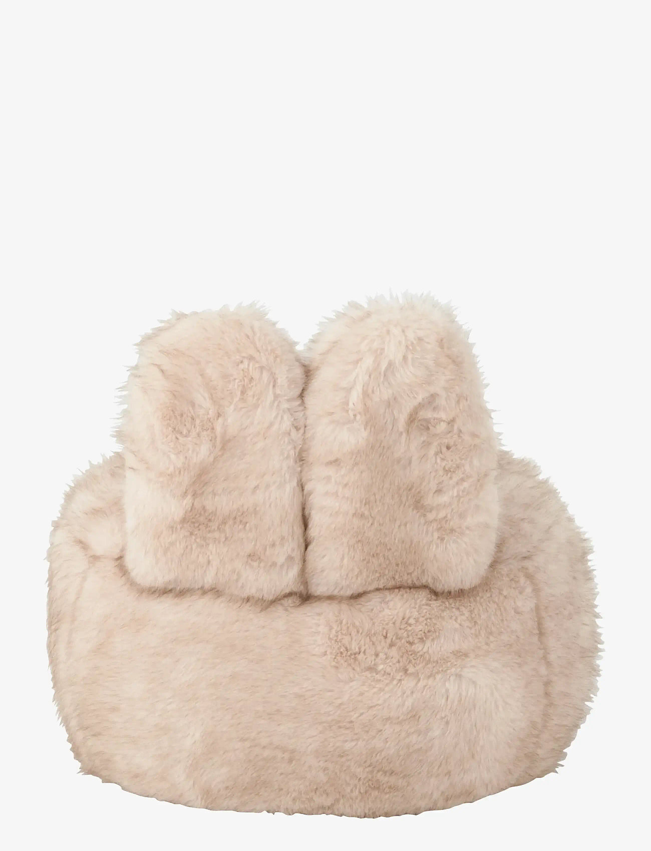 J-Line - STOOL FUR WITH BUNNY EARS WOOD TAUPE - pouffes & armchairs - taupe - 3