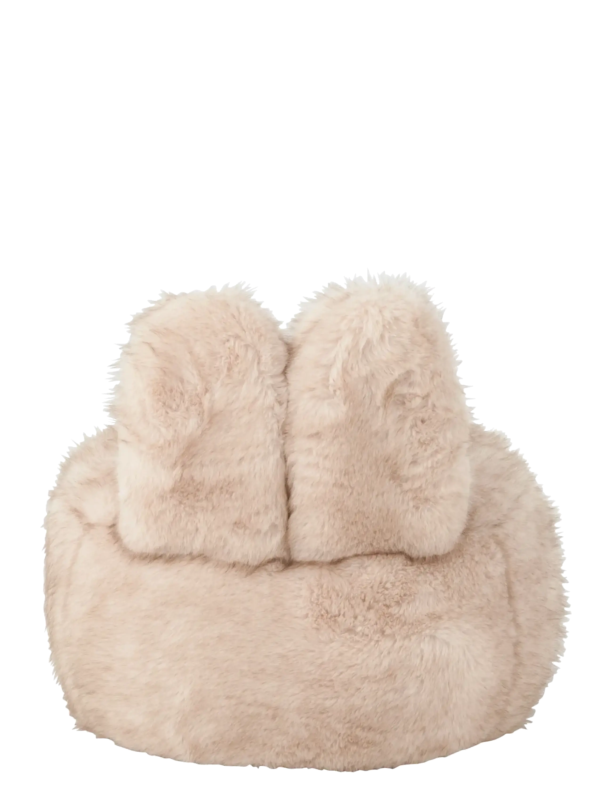 J-Line - STOOL FUR WITH BUNNY EARS WOOD TAUPE - pufi un atpūtas krēsli - taupe - 3