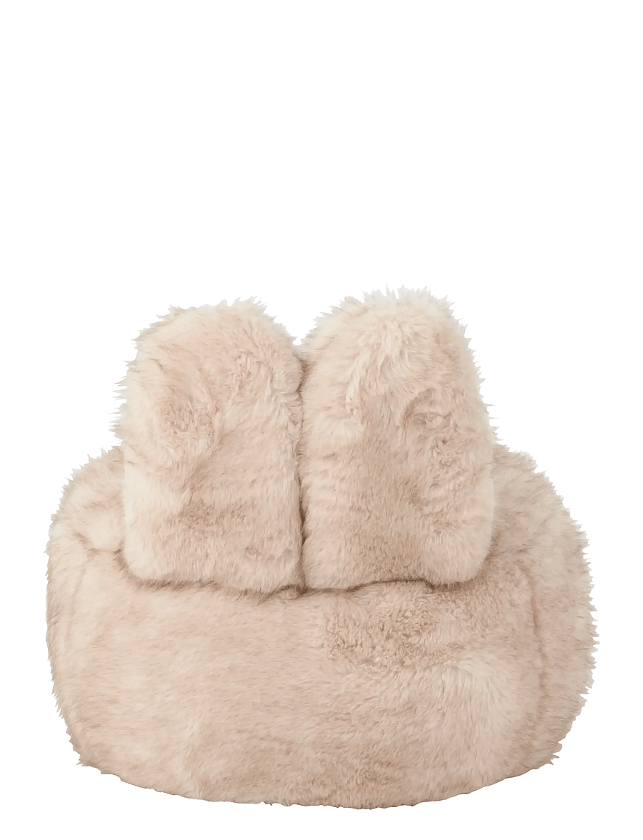 J-Line - STOOL FUR WITH BUNNY EARS WOOD TAUPE - poufit ja nojatuolit - taupe - 3