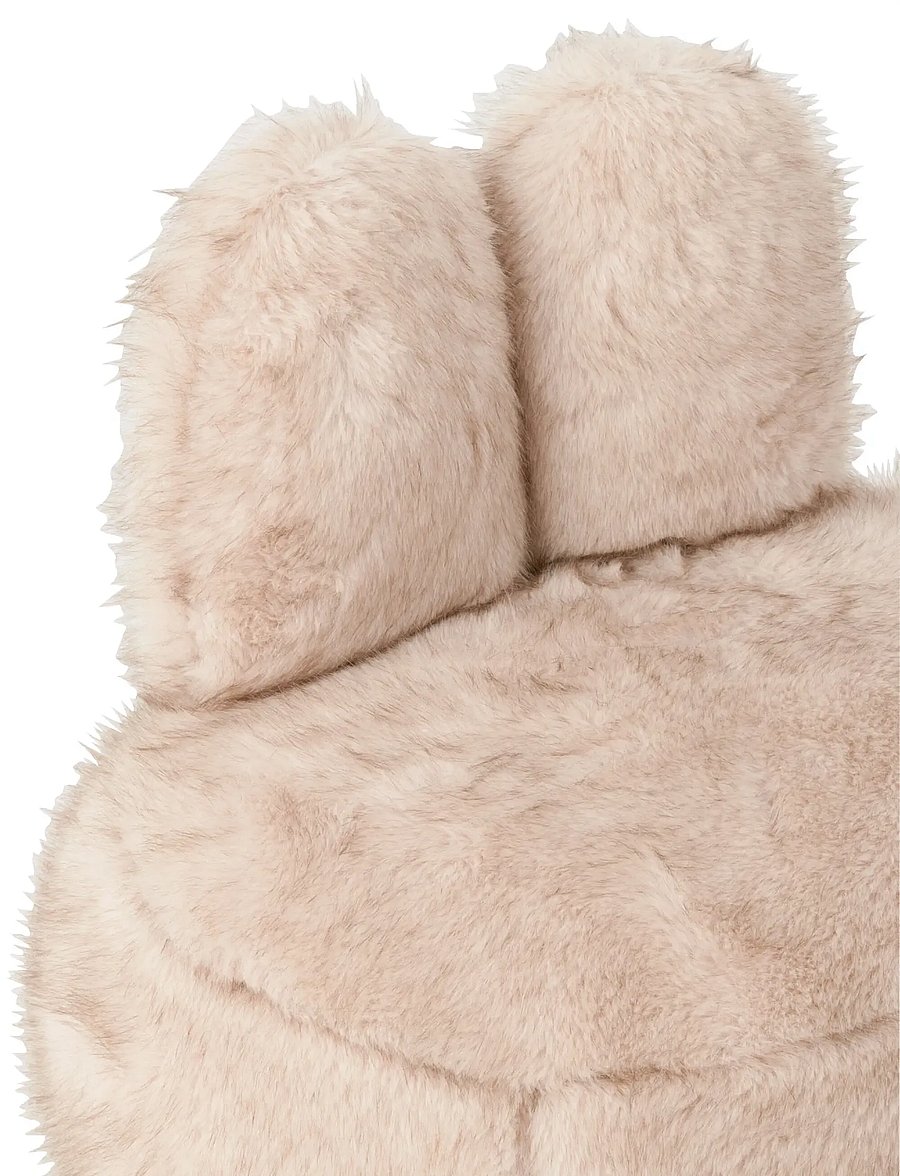 J-Line - STOOL FUR WITH BUNNY EARS WOOD TAUPE - poufit ja nojatuolit - taupe - 4