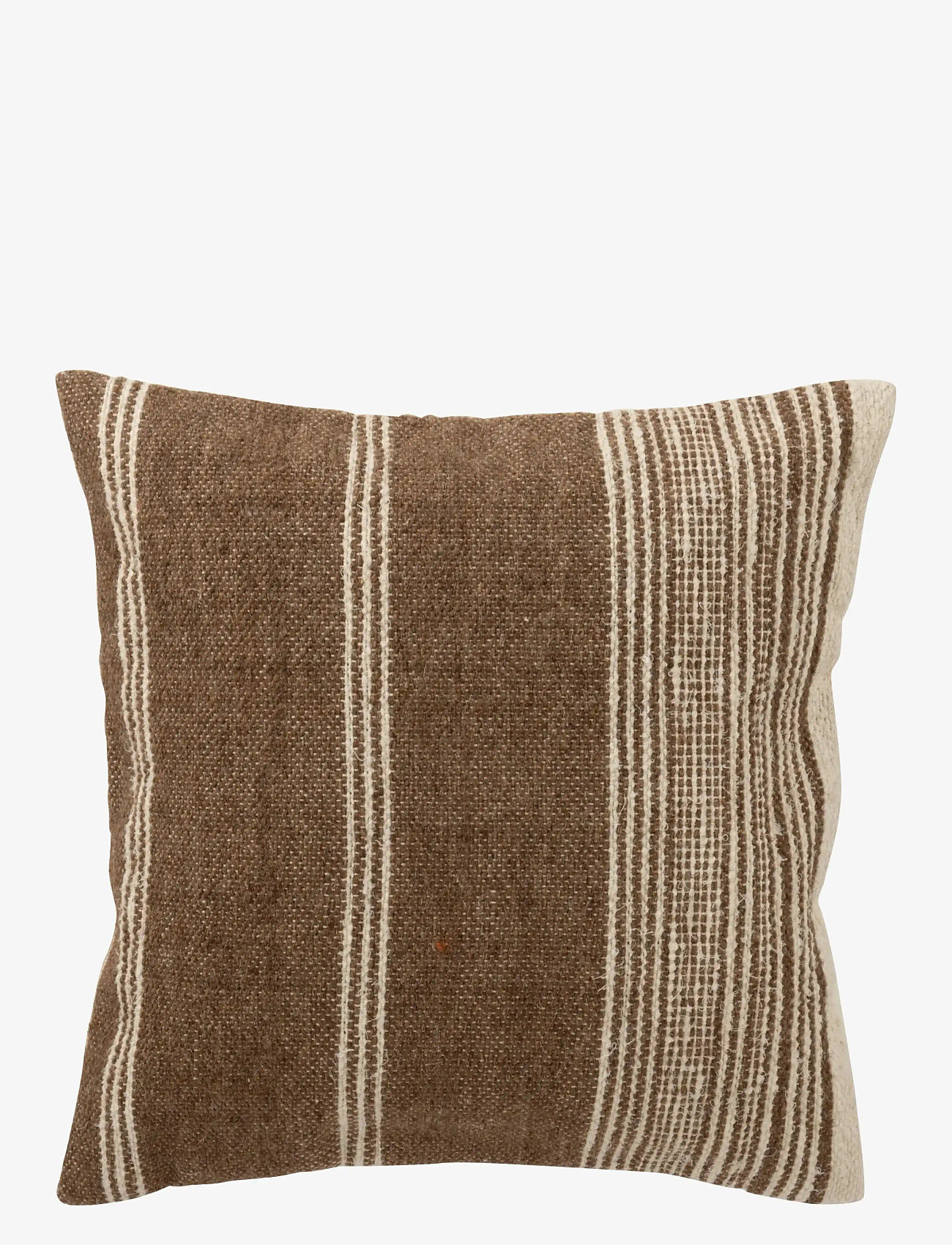 J-Line - CUSHION SQU STRIPED WL BR/ECR - prydnadskuddar - brown - 1