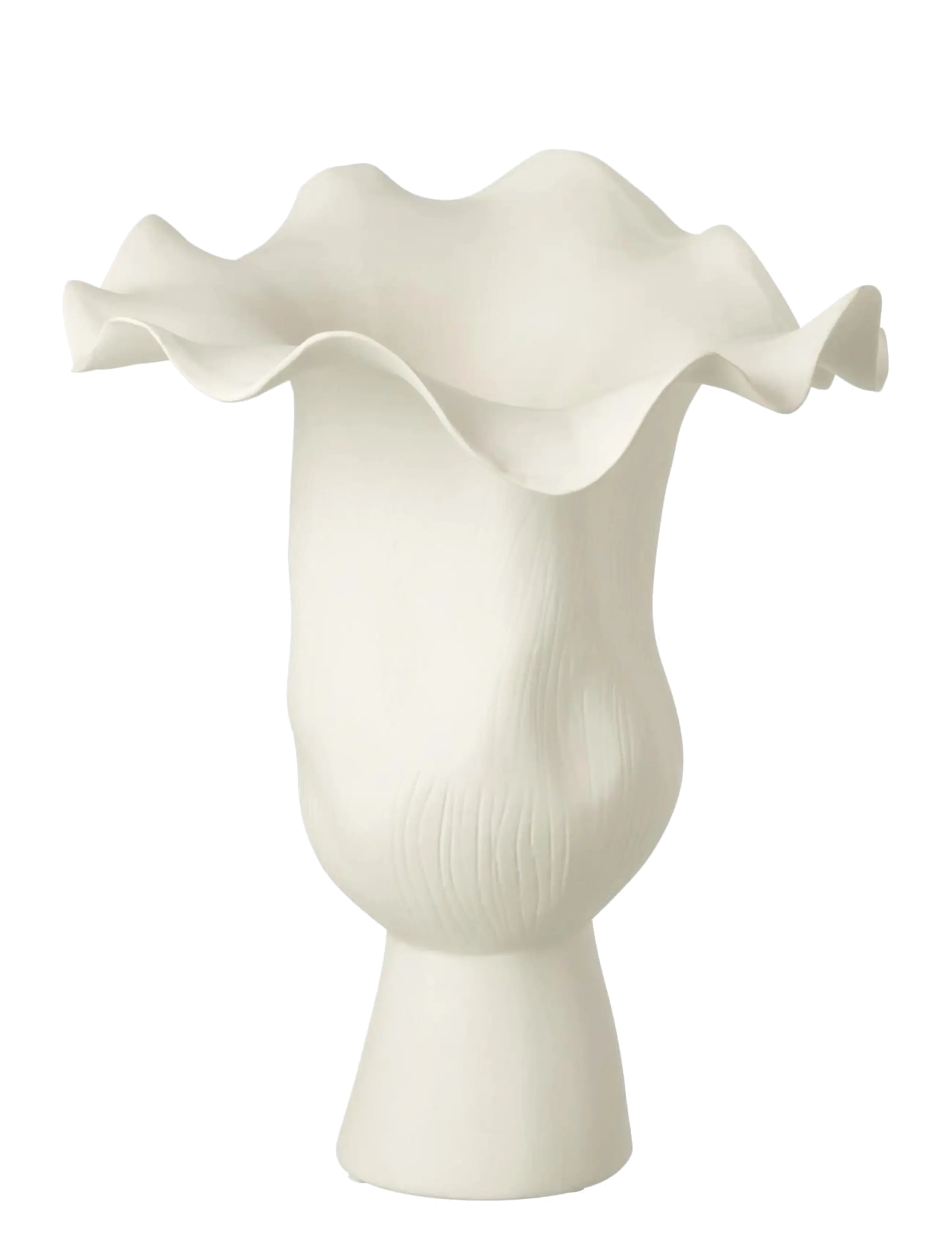 J-Line VASE NARROW HELIX IRR CERAM WH - Kampaania - WHITE / cream