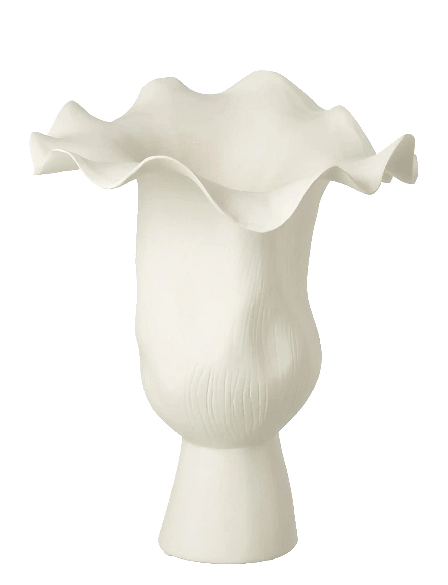 J-Line - VASE NARROW HELIX IRR CERAM WH - vazos - white - 1