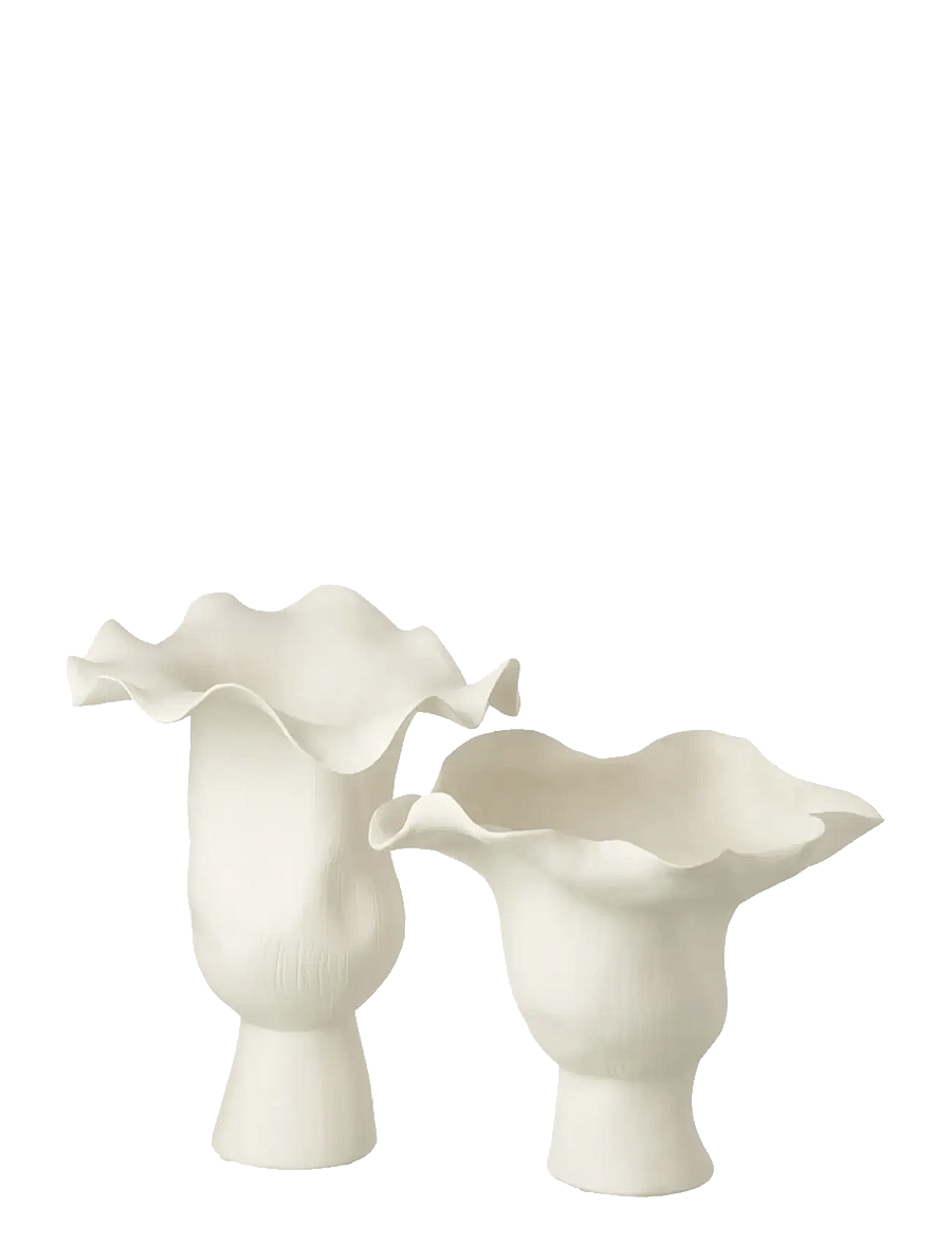 J-Line - VASE NARROW HELIX IRR CERAM WH - vazos - white - 2