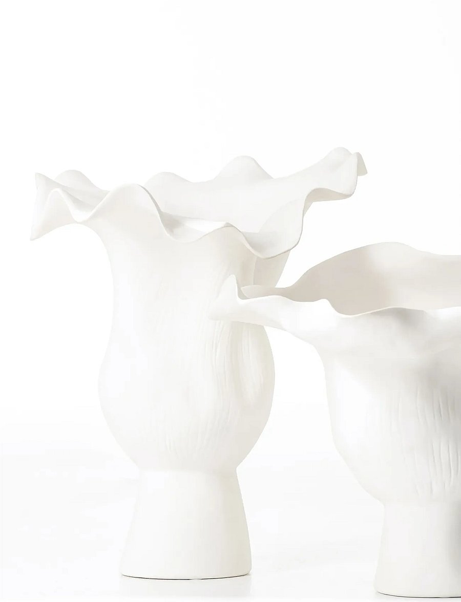 J-Line - VASE NARROW HELIX IRR CERAM WH - vazos - white - 0