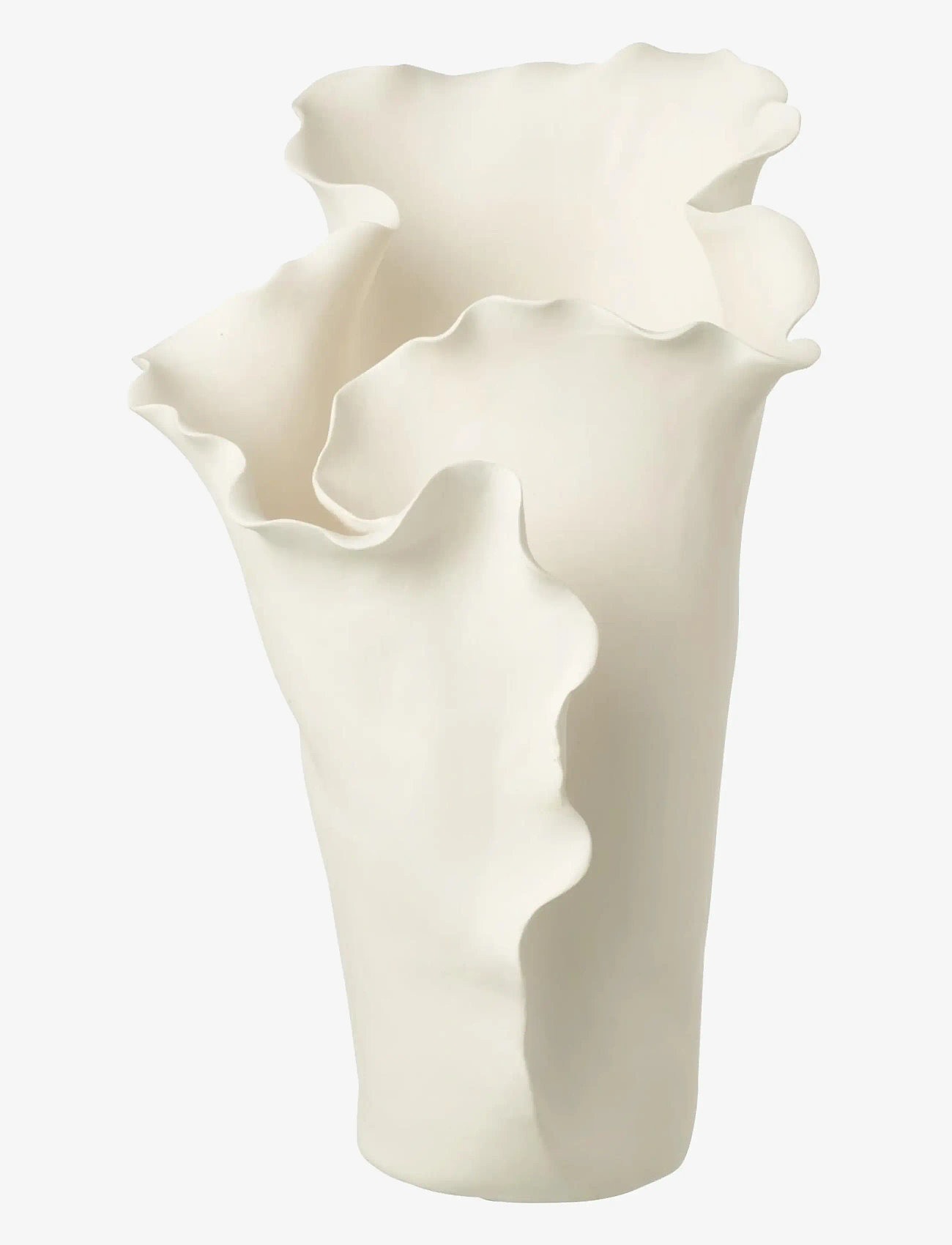 J-Line - VASE HELIX IRREGULAR CERAM WH - vasen - white - 0