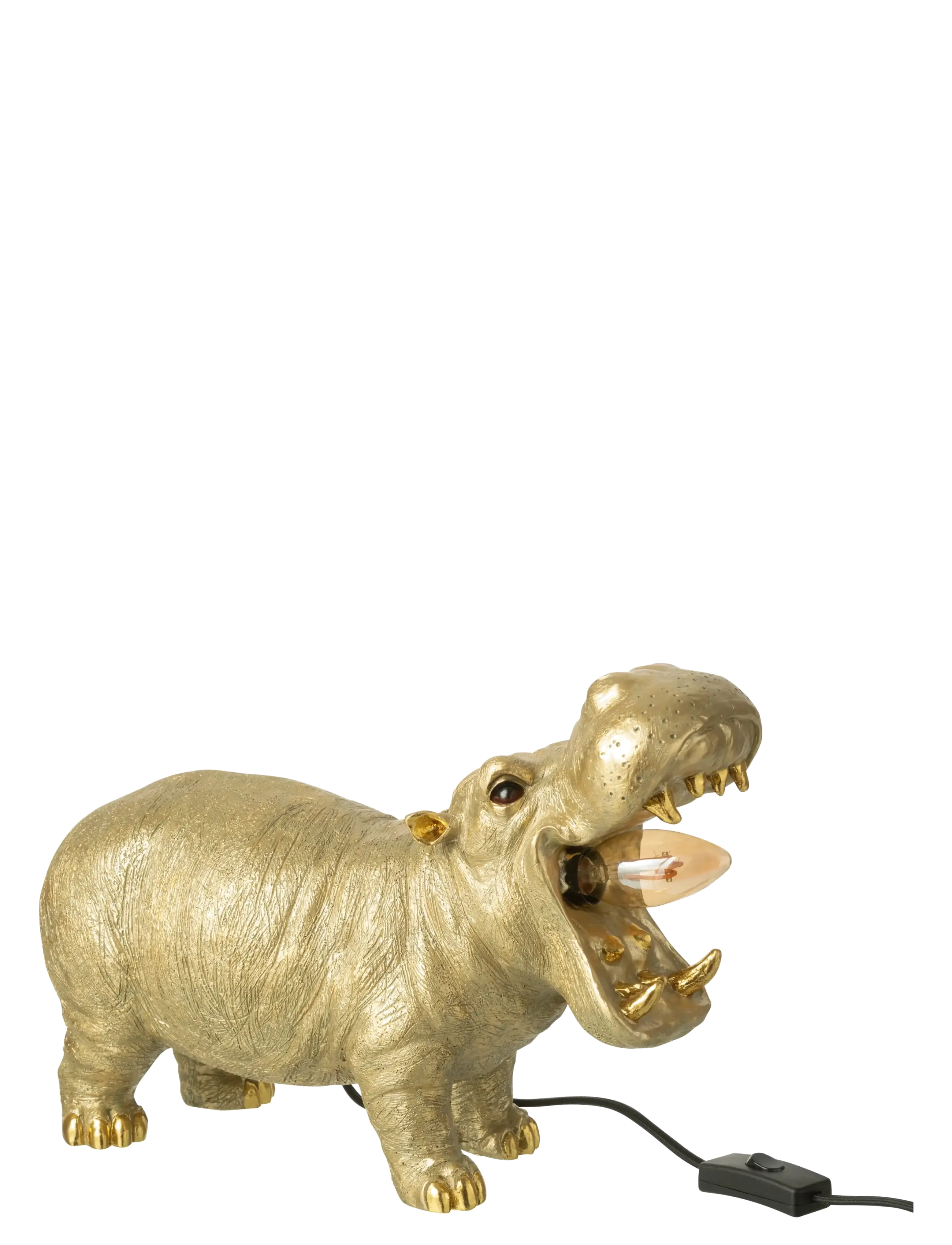 J-Line Table Lamp Hippopotamus Resin Gold Colored, Bordlampe, Guld, Str: ONE SIZE