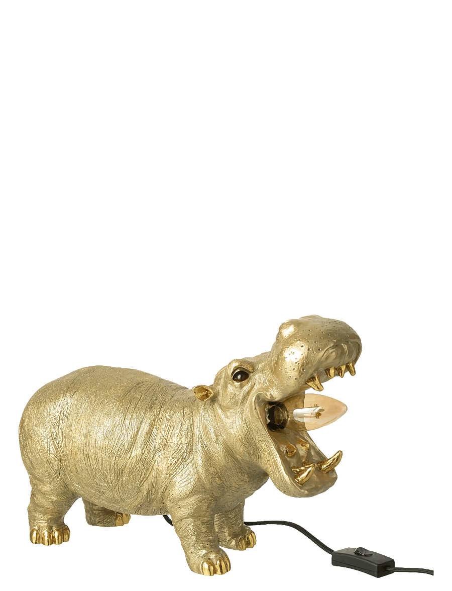 J-Line - TABLE LAMP HIPPOPOTAMUS RESIN GOLD COLORED - bordslampor - gold - 1