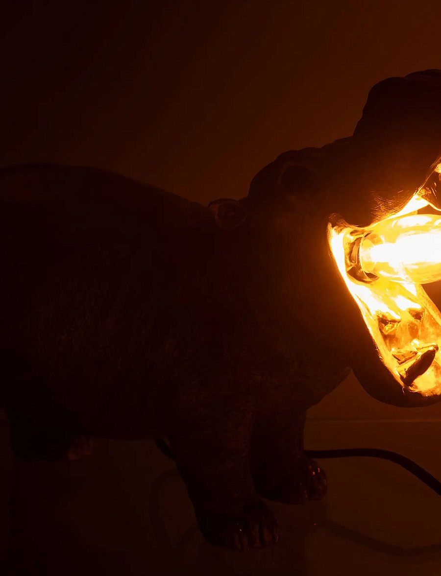 J-Line - TABLE LAMP HIPPOPOTAMUS RESIN GOLD COLORED - bordslampor - gold - 4