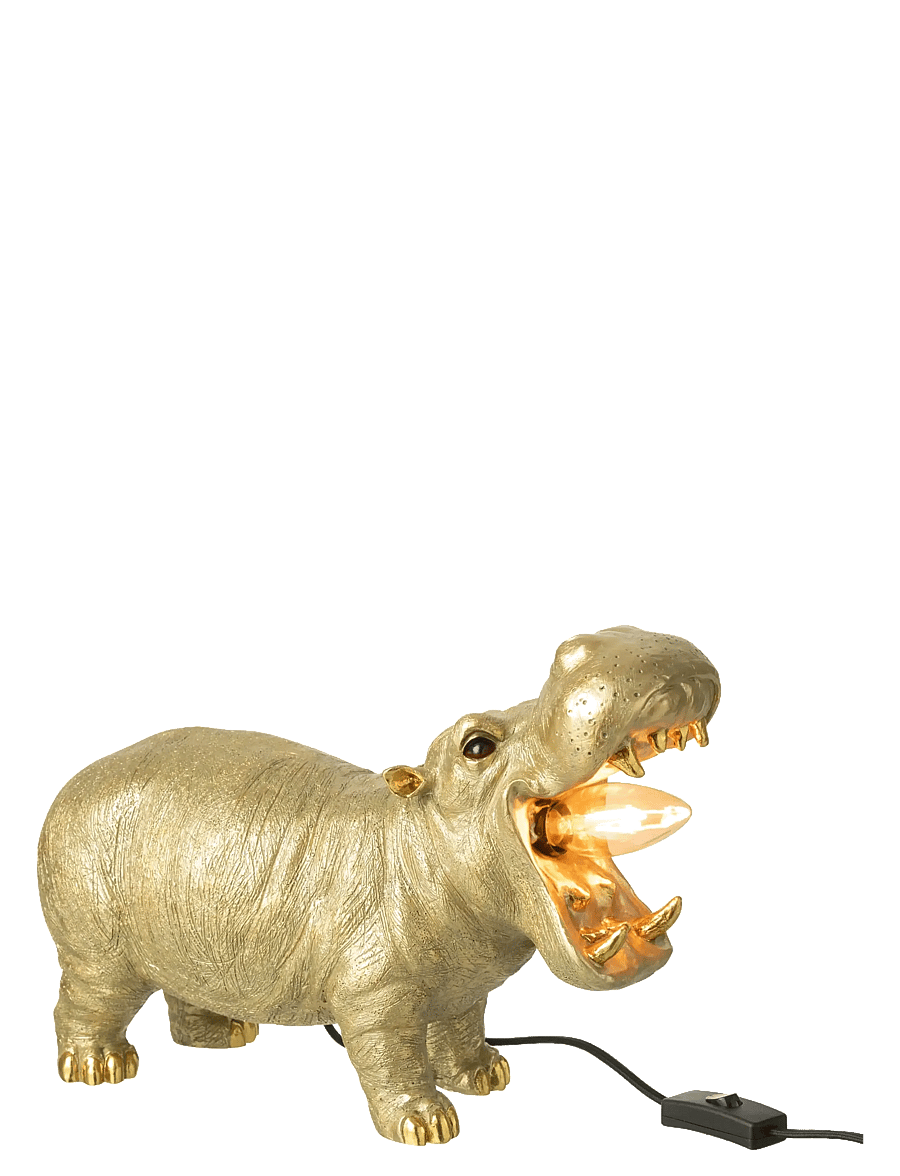 J-Line - TABLE LAMP HIPPOPOTAMUS RESIN GOLD COLORED - bordslampor - gold - 2