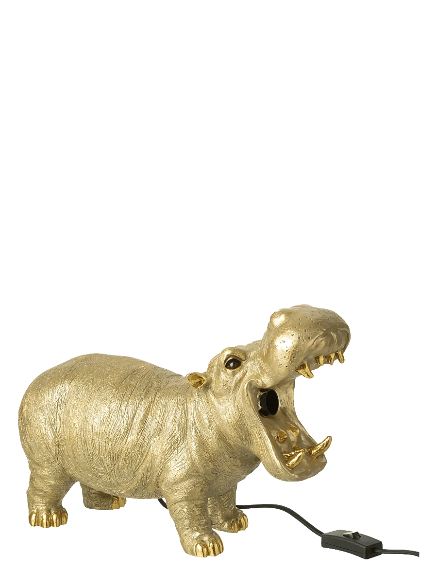J-Line - TABLE LAMP HIPPOPOTAMUS RESIN GOLD COLORED - bordslampor - gold - 3