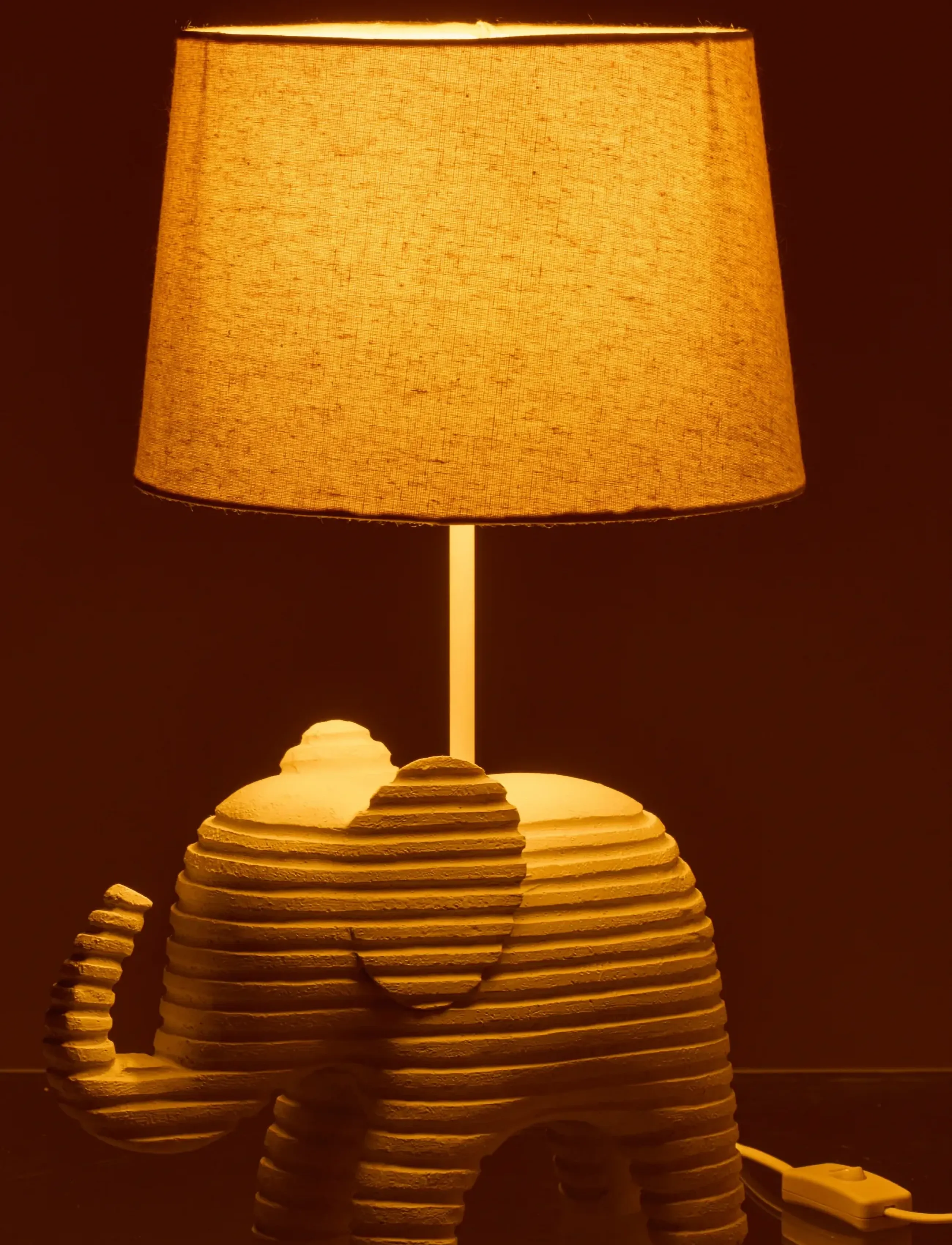 J-Line Table Lamp Striped Polyresin White, One Size, Lamps, Weiß - Kinder