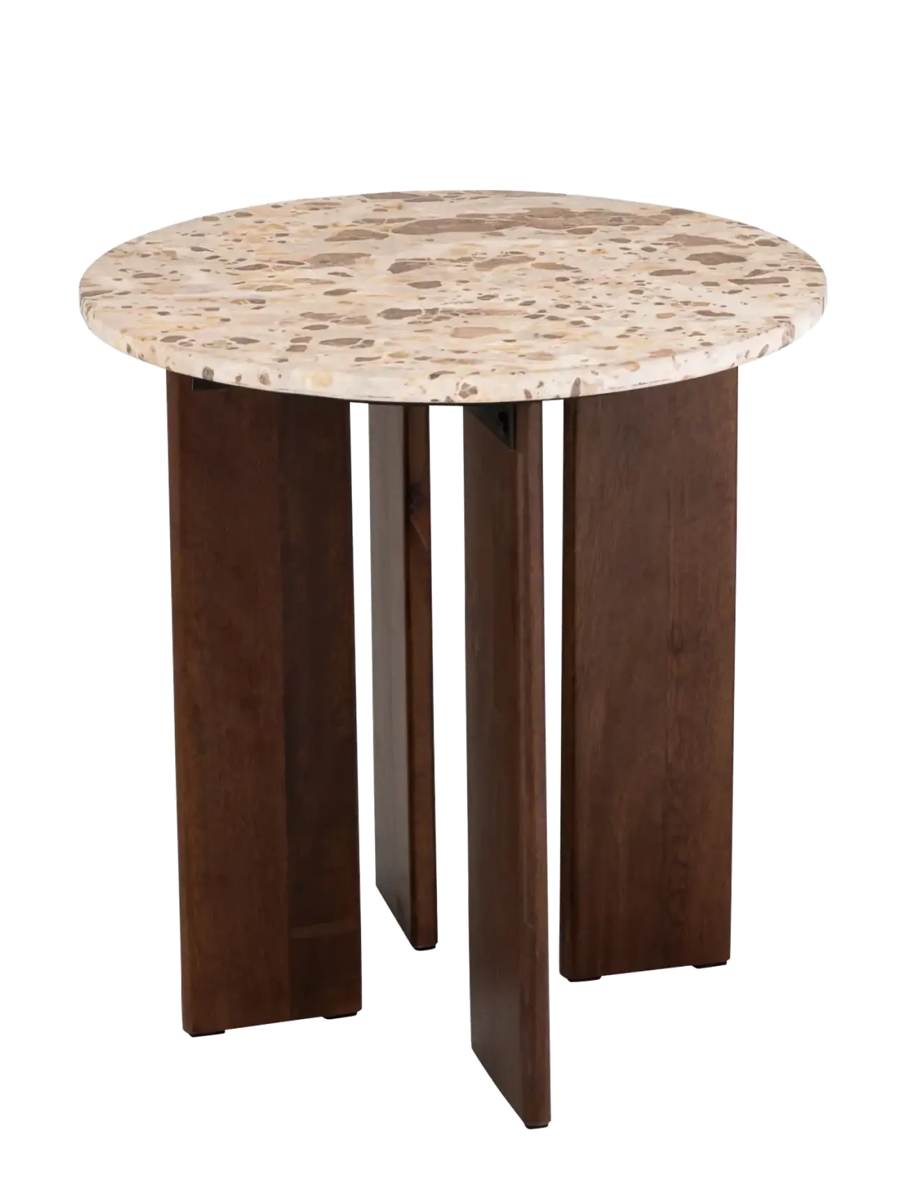 J-Line Sid Tab Mathilde Marb Nat/Bei, Ø 50 cm, Tables, Beige - Side Tables & Small Homeware