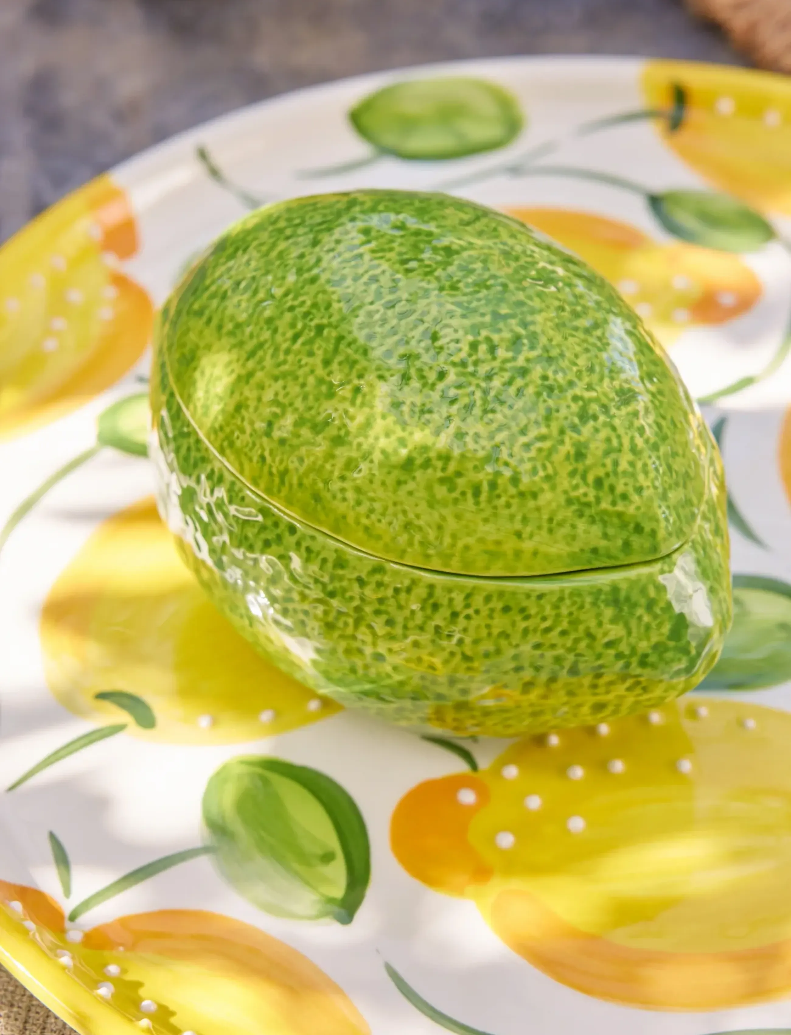 J-Line - PLATE LEMON CERAMIC YELL/GRN - mattallrikar - yellow - 3
