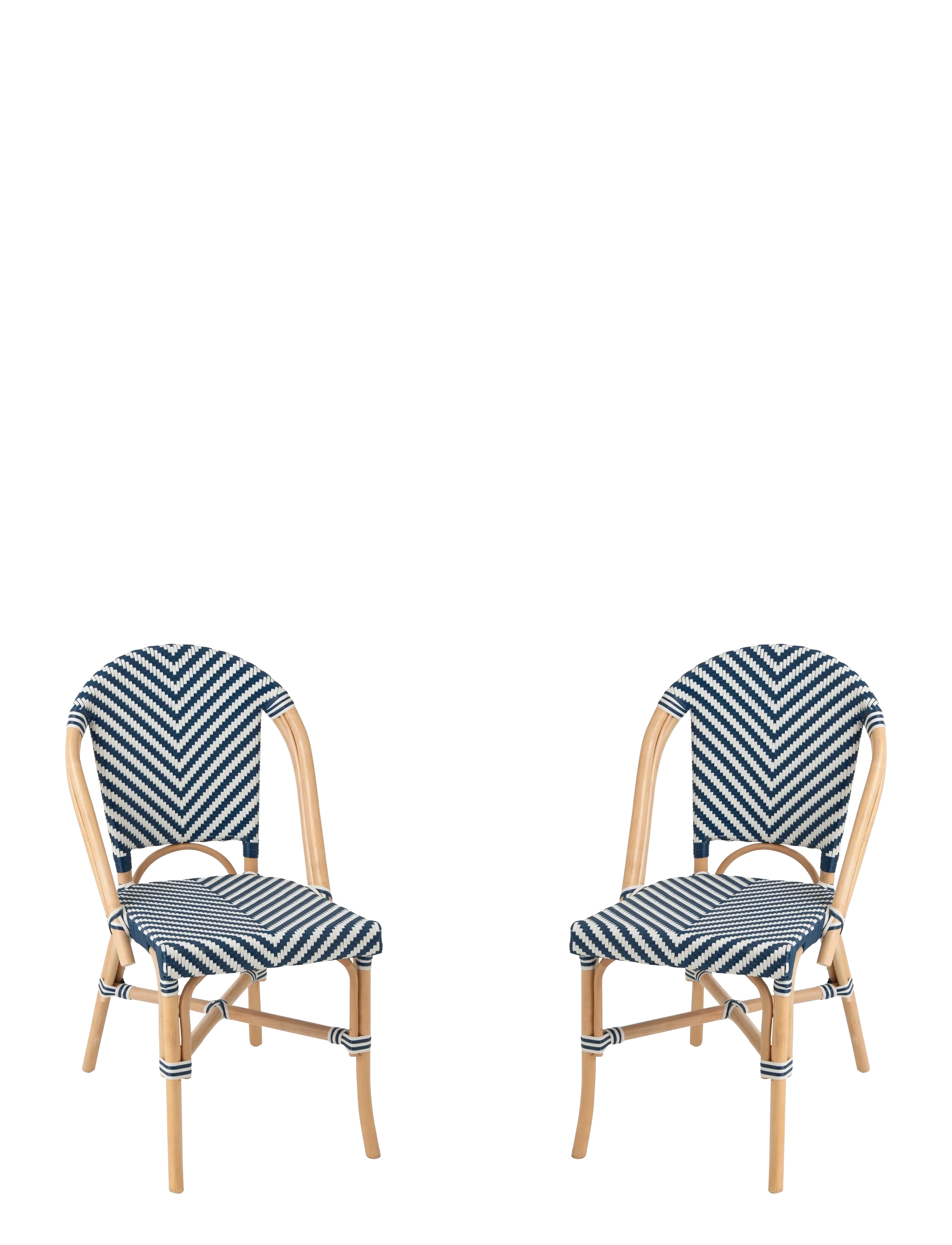 J-Line S/2 Dining Chair Geo Rattan Bl/Wh, Stol, Blå, Str: H86CM