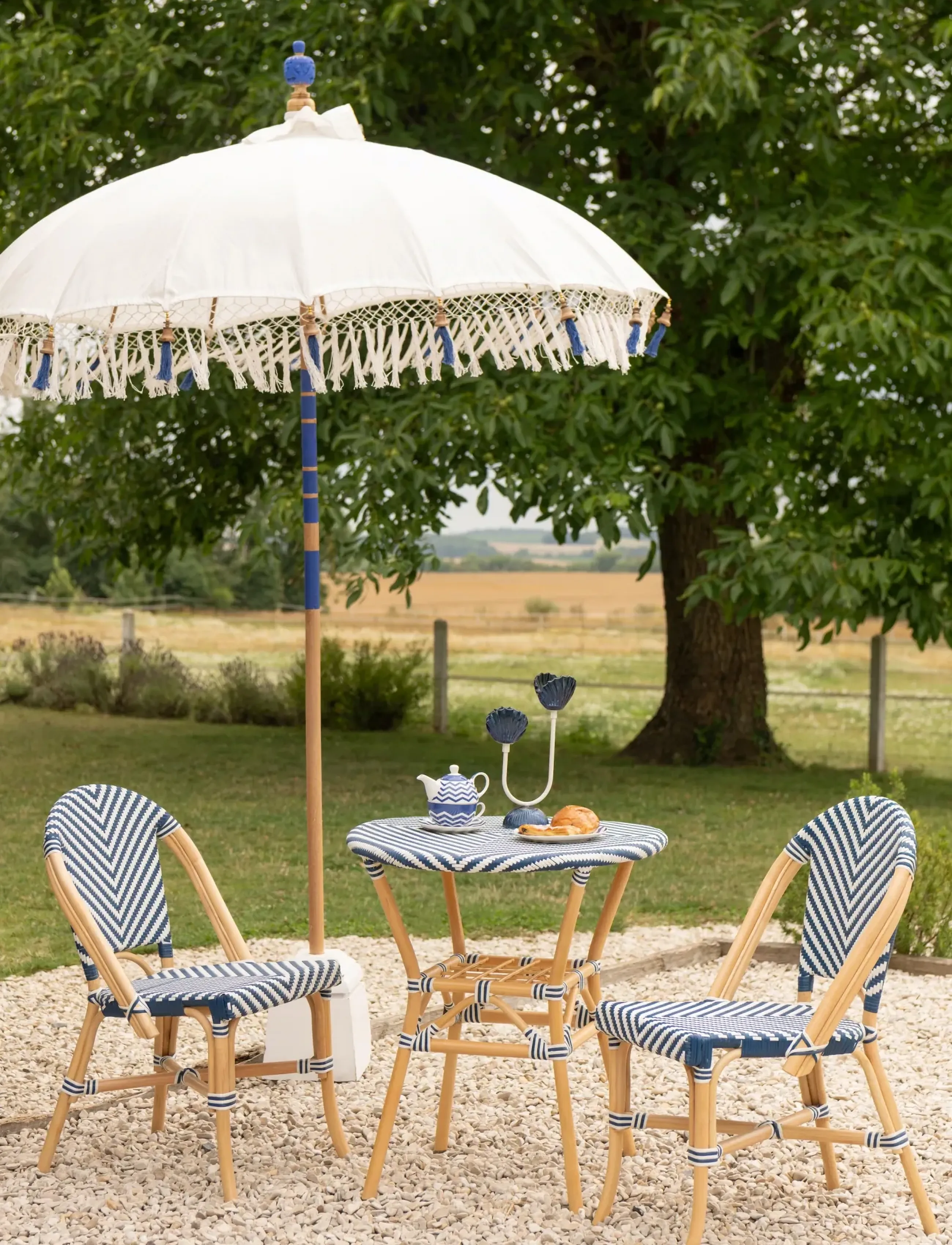 J-Line S/2 Dining Chair Geo Rattan Bl/Wh, H86 cm, Blue, Stole Og Skamler > Stole, Unisex