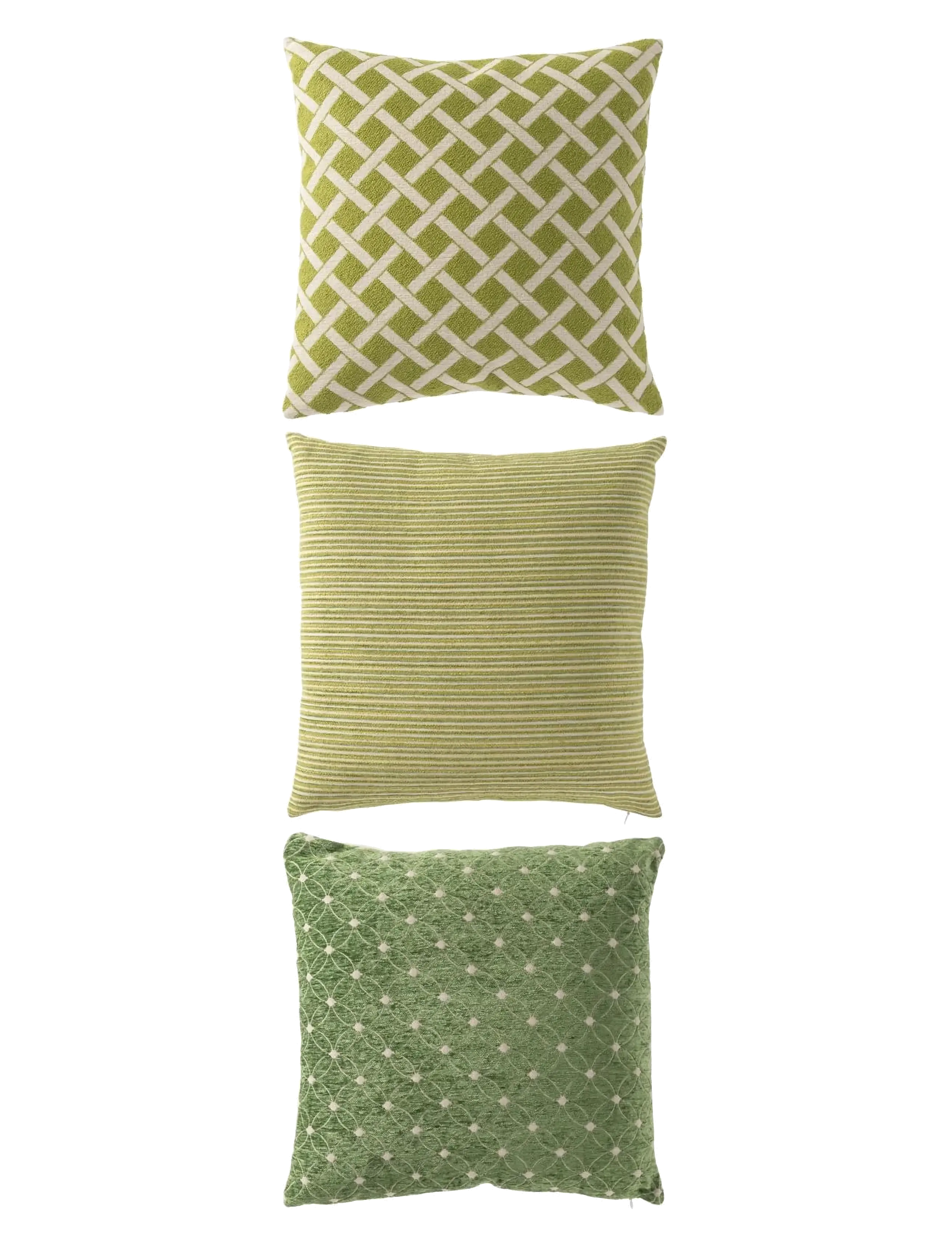 J-Line S/3 CUSHION SQU POLYES GRN/WH - Puder & pudebetræk - GREEN / green