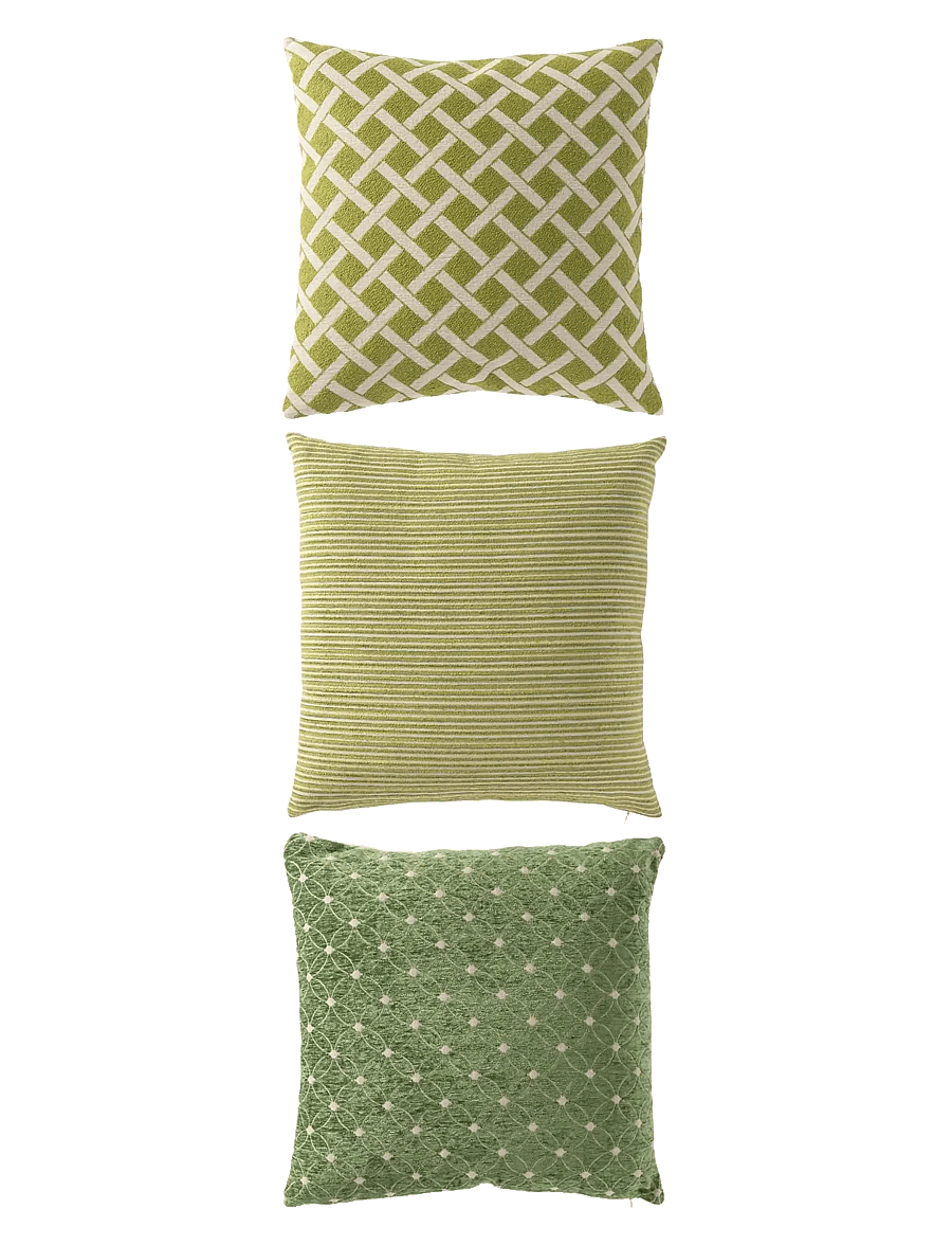 J-Line - S/3 CUSHION SQU POLYES GRN/WH - padjad - green - 1