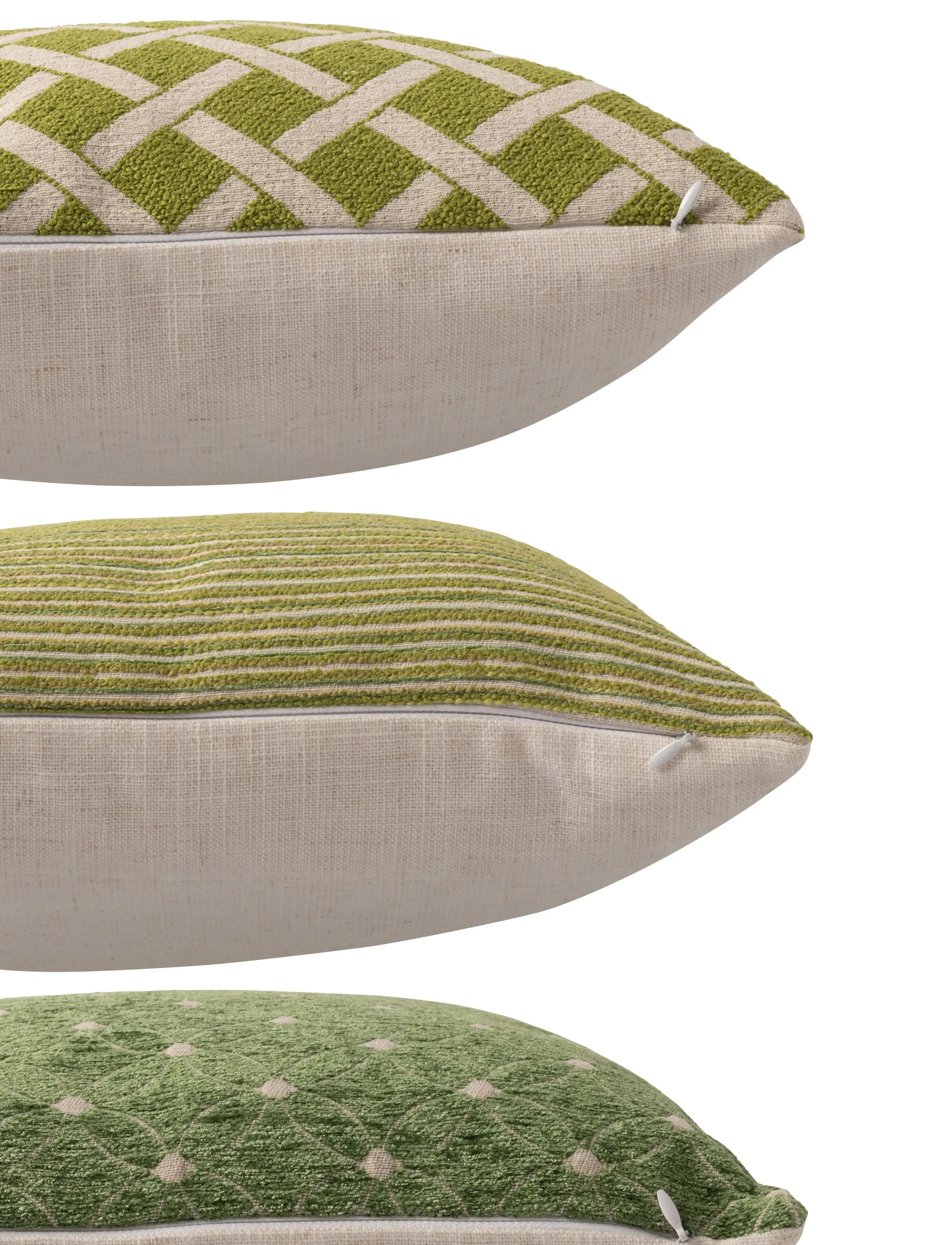 J-Line - S/3 CUSHION SQU POLYES GRN/WH - kissen - green - 4