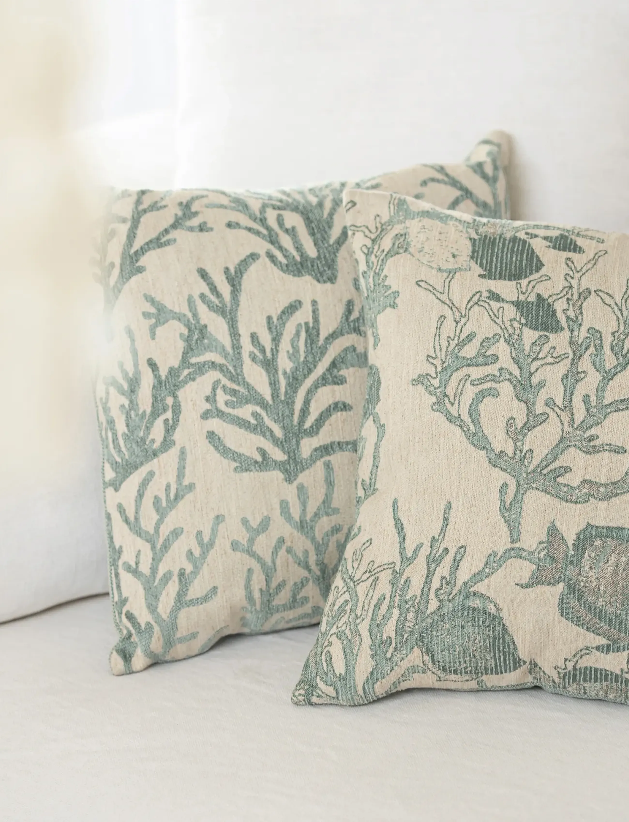 J-Line S/3 Cush Cor/Strip Bl/Wh, W45 cm, Cushions & Blankets, Creme - Cushions, Homeware