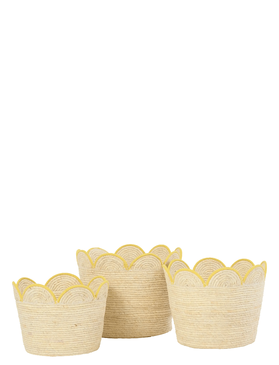 J-Line - SET OF 3 BASKET FLOWER CORN HUSK NATURAL/YELLOW - förvaringskorgar - nature - 0