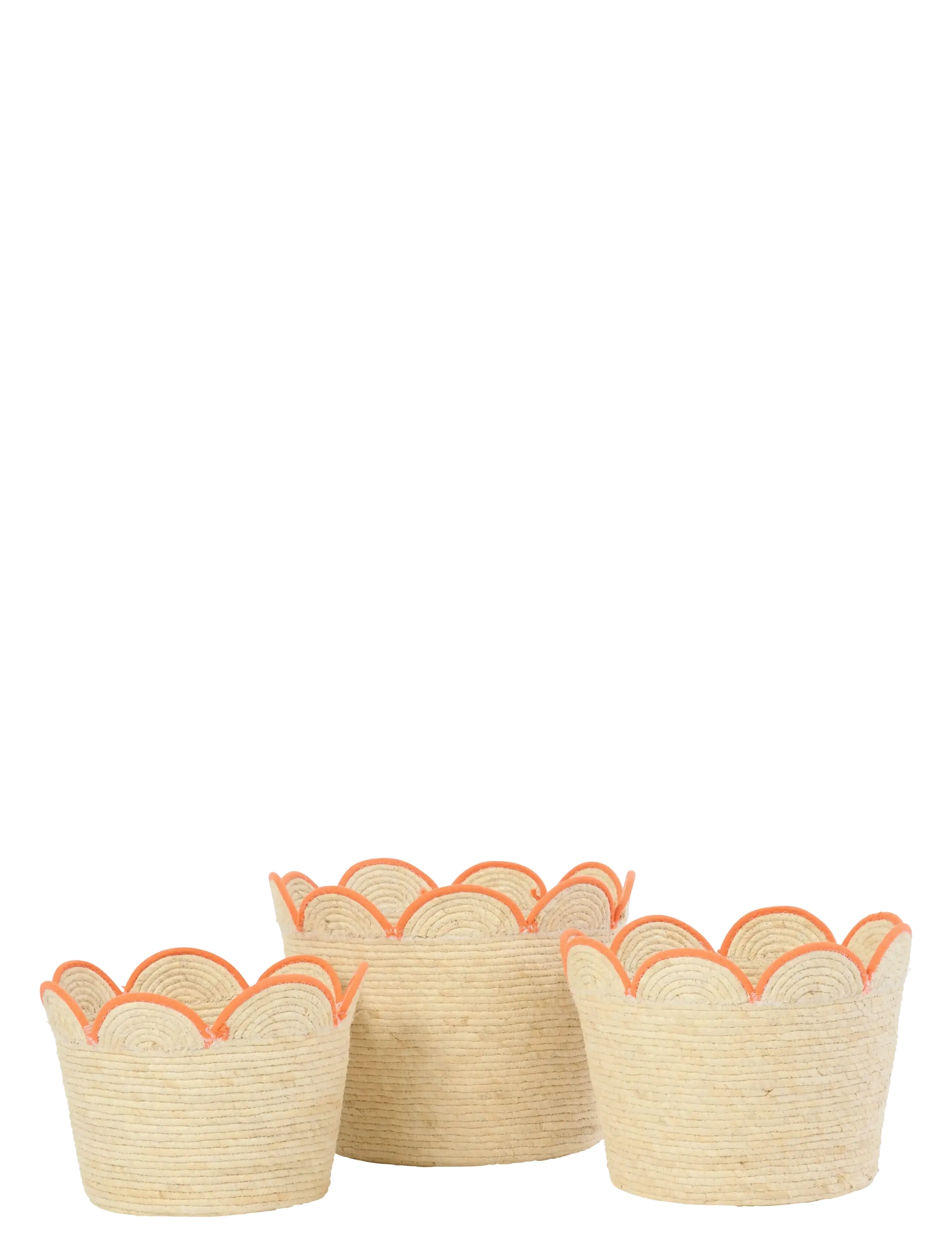J-Line Set Of 3 Basket Flower Corn Husk Natural/Orange, One Size, Beige, Opbevaring > Opbevaringskurve, Børn
