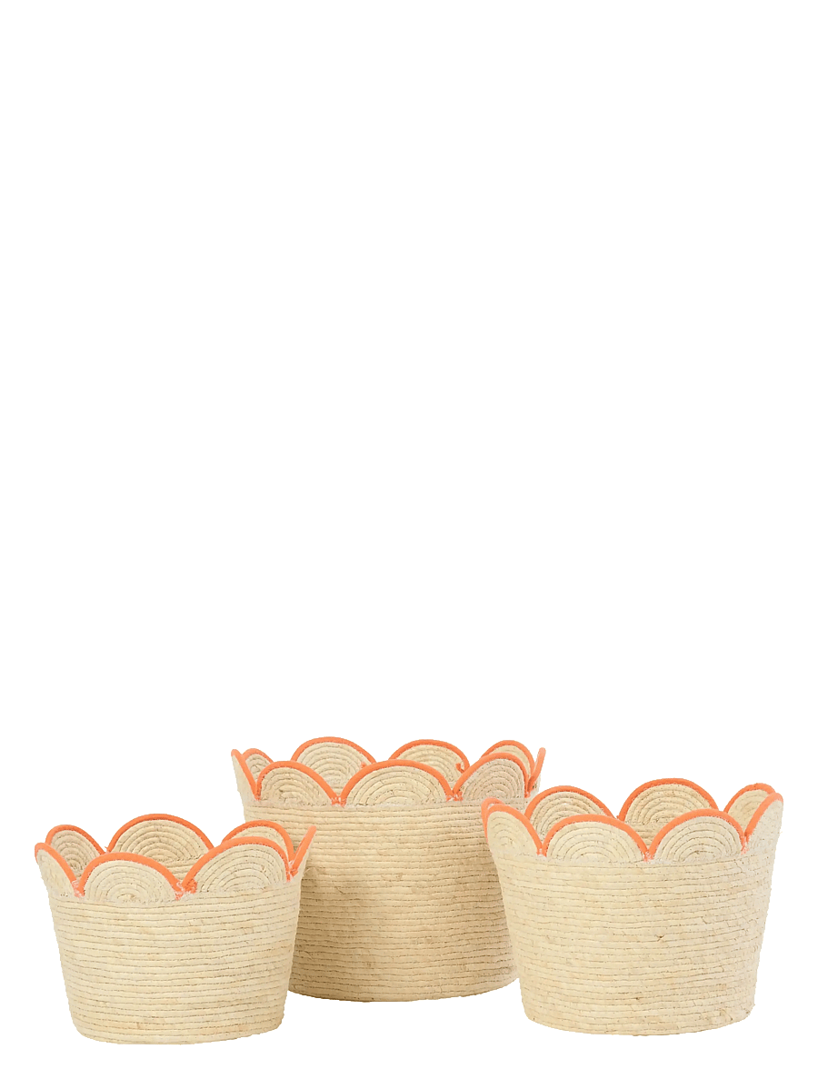 J-Line - SET OF 3 BASKET FLOWER CORN HUSK NATURAL/ORANGE - förvaringskorgar - nature - 0