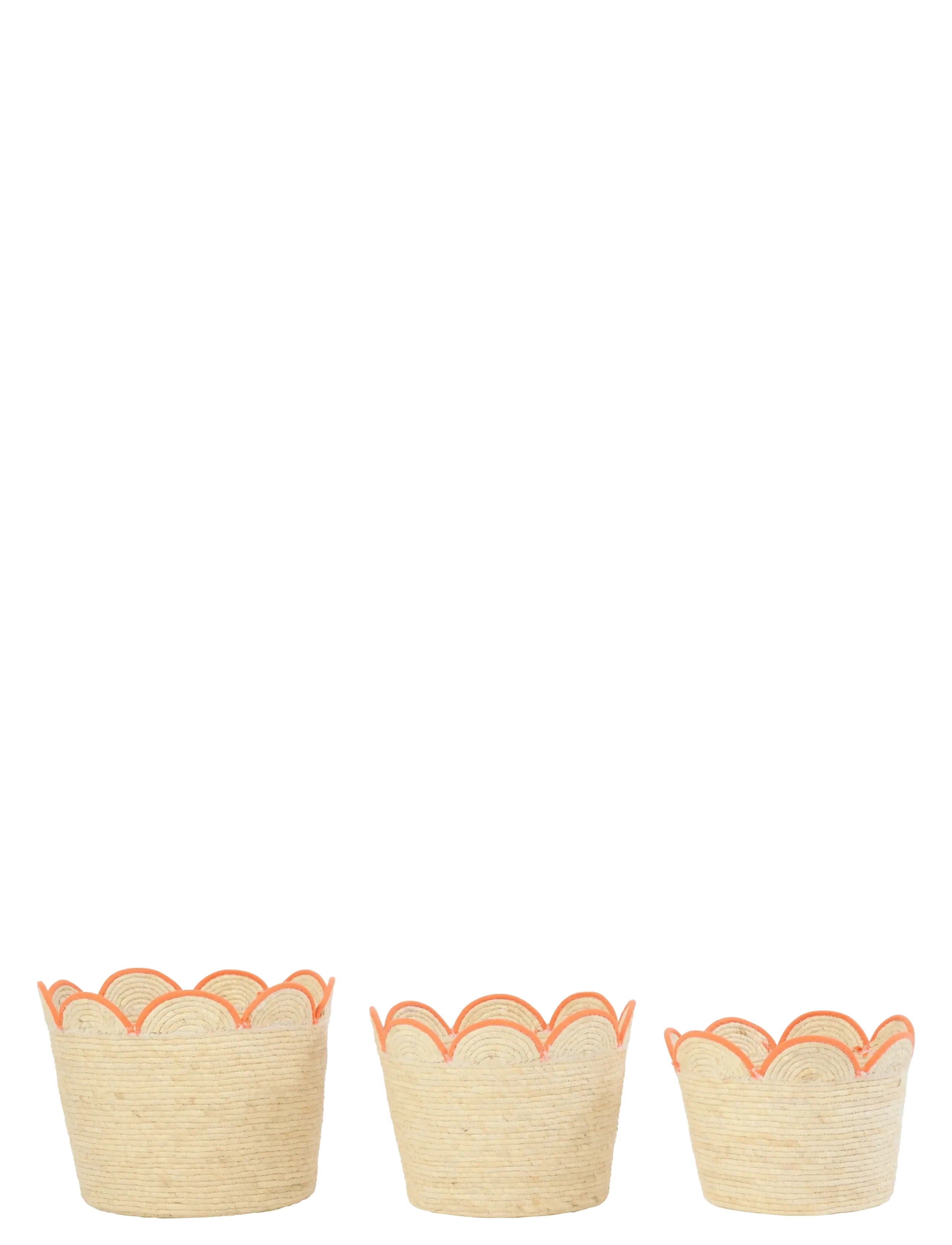J-Line - SET OF 3 BASKET FLOWER CORN HUSK NATURAL/ORANGE - opbevaringskurve - nature - 1