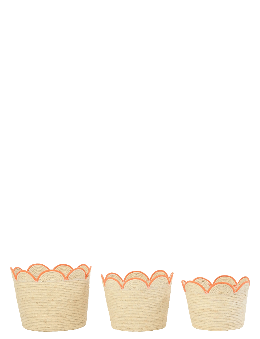 J-Line - SET OF 3 BASKET FLOWER CORN HUSK NATURAL/ORANGE - förvaringskorgar - nature - 1