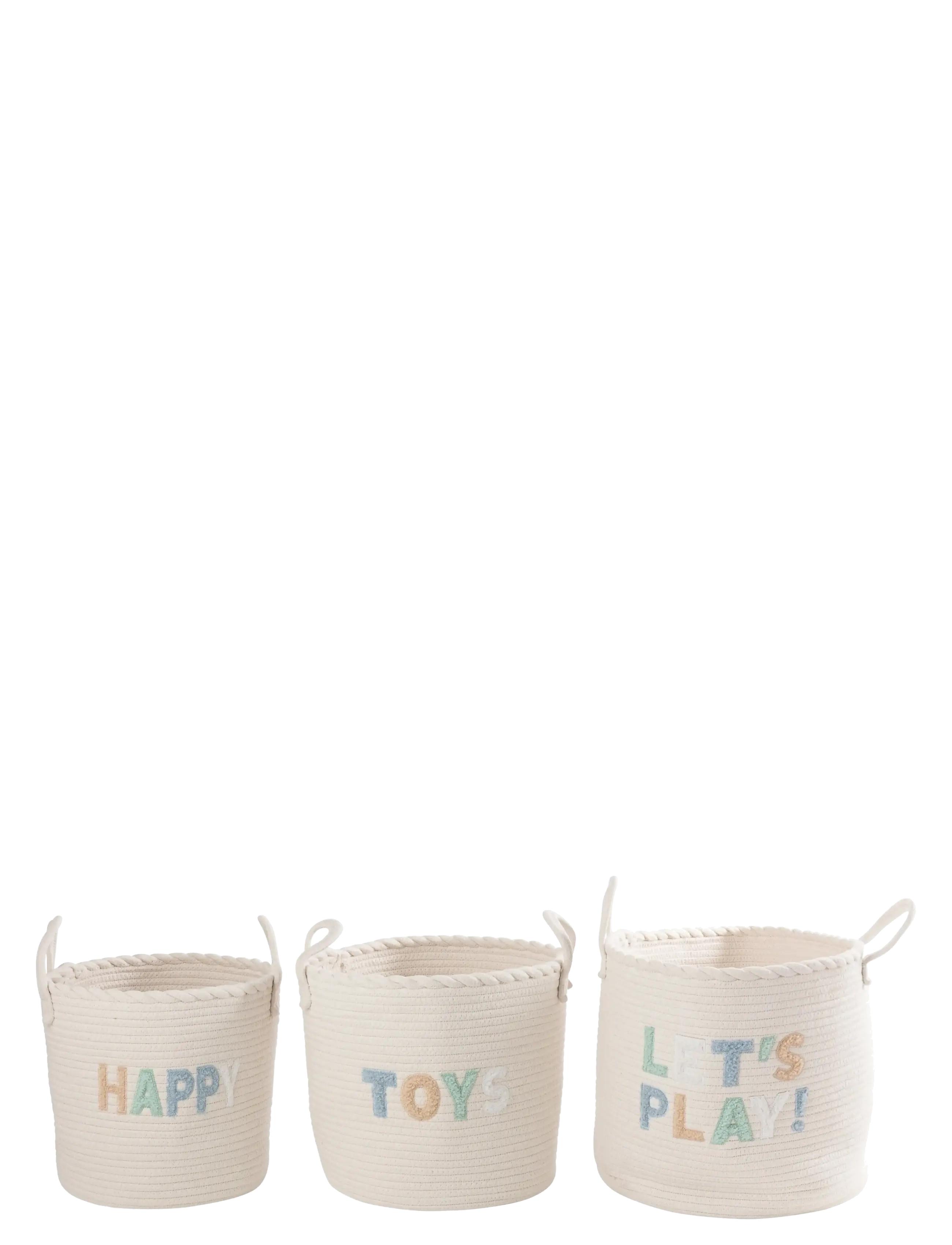 J-Line - SET OF 3 BASKET KIDS COTTON WHITE/LIGHT BLUE - paniers de rangement - white - 2
