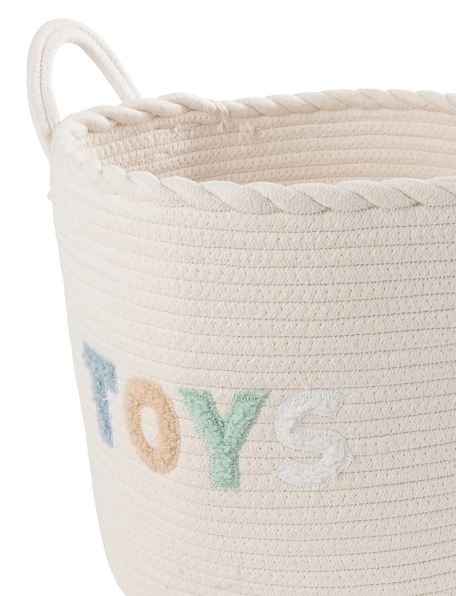 J-Line - SET OF 3 BASKET KIDS COTTON WHITE/LIGHT BLUE - förvaringskorgar - white - 5