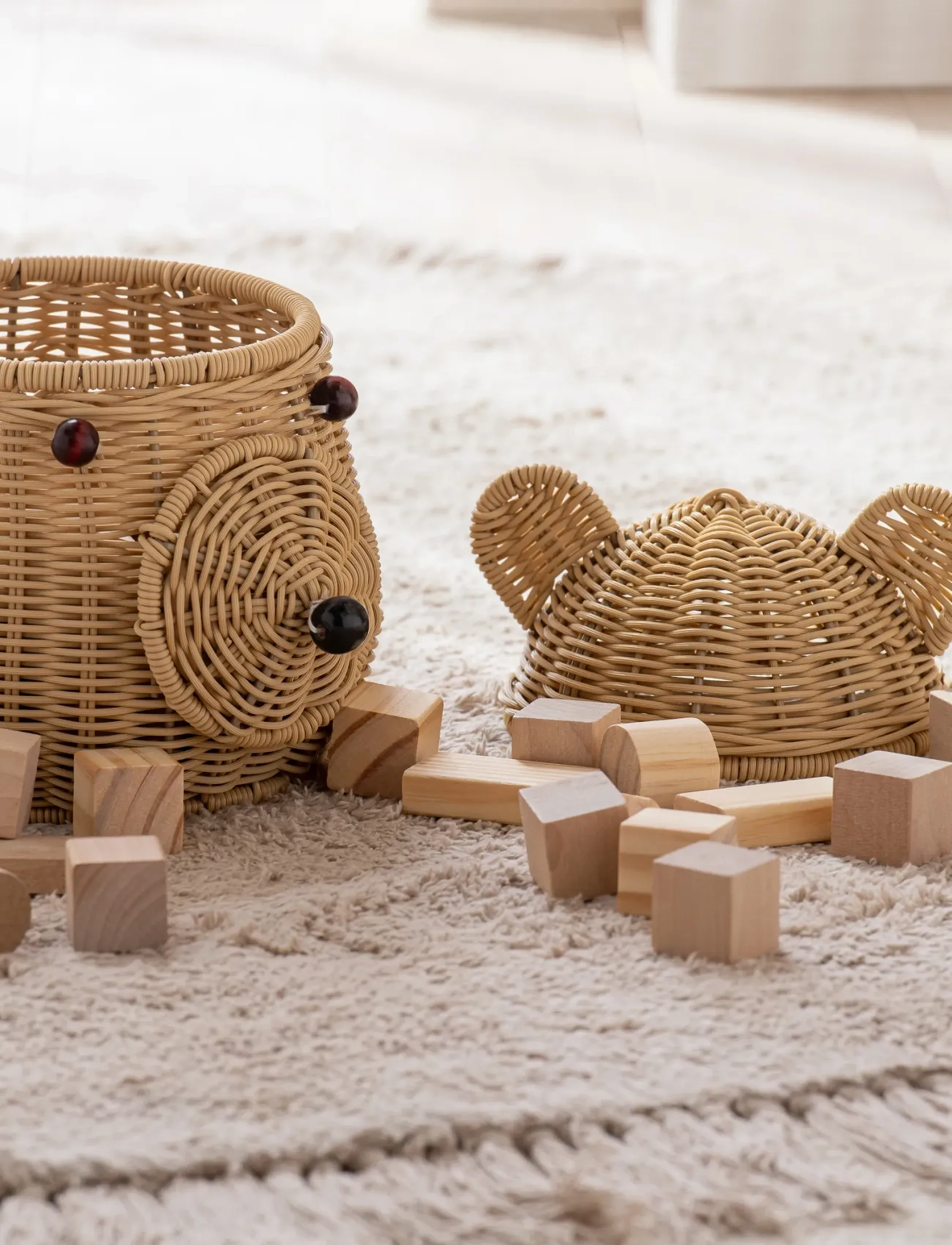 J-Line Basket Bear Synthetic Natural, One Size, Storage - Baskets, Kinder