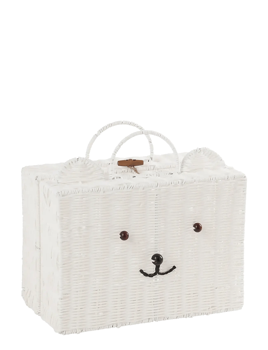 J-Line - BASKET SUITCASE SYNTHETIC WHITE SMALL - förvaringskorgar - white - 1