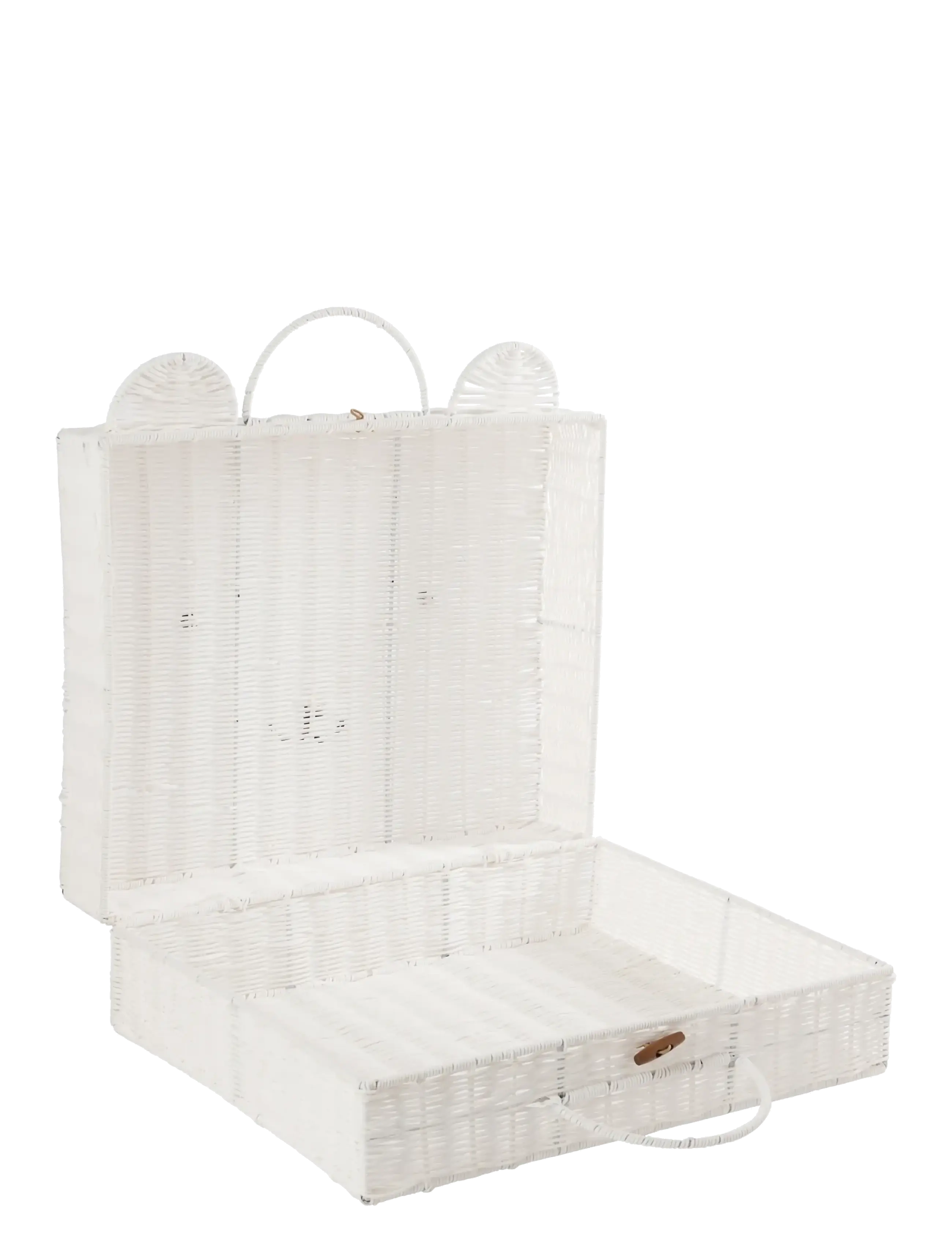 J-Line - BASKET SUITCASE SYNTHETIC WHITE LARGE - oppbevaringskurver - white - 2