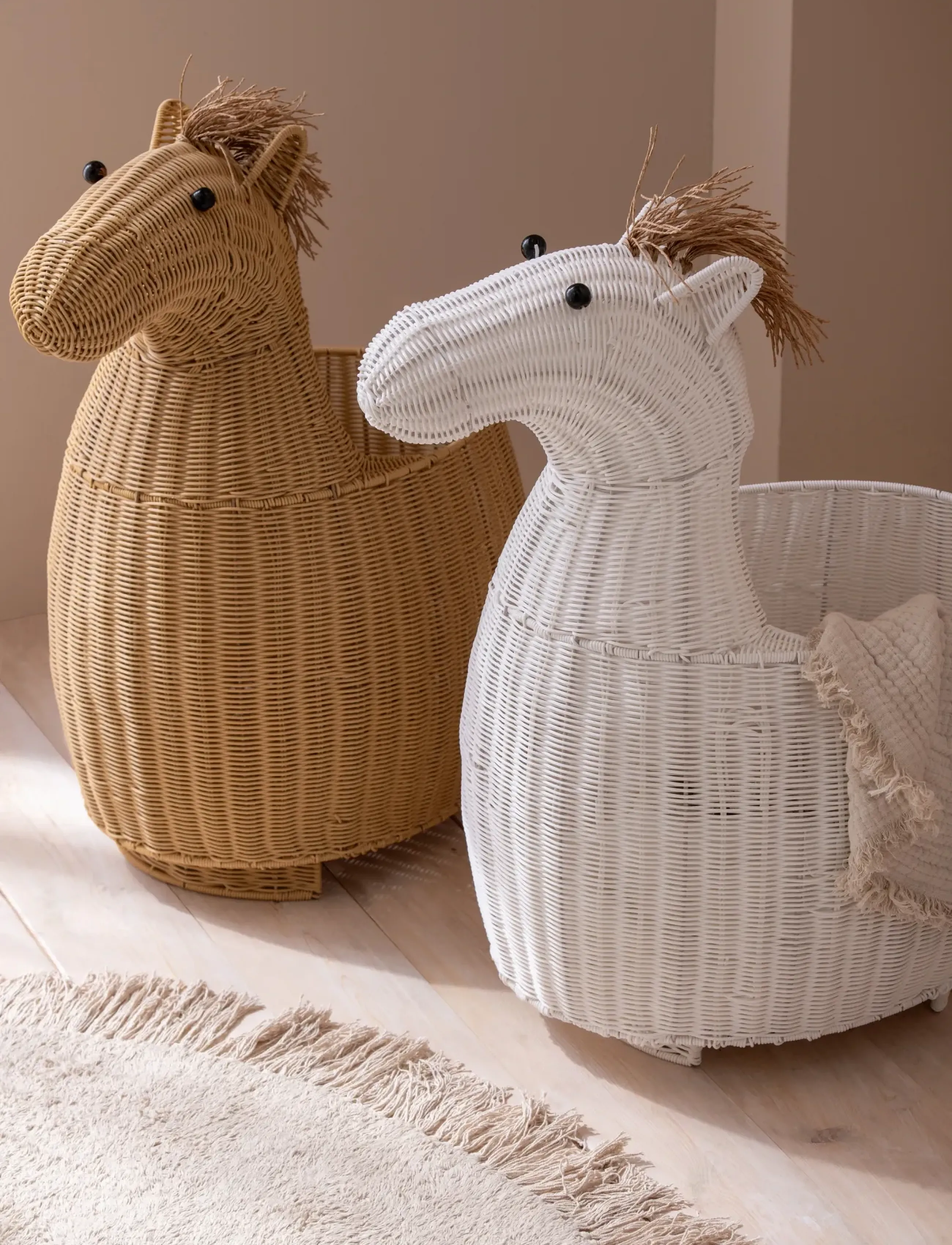 J-Line Basket Horse Synthetic Natural, One Size, Storage - Baskets, Kinder