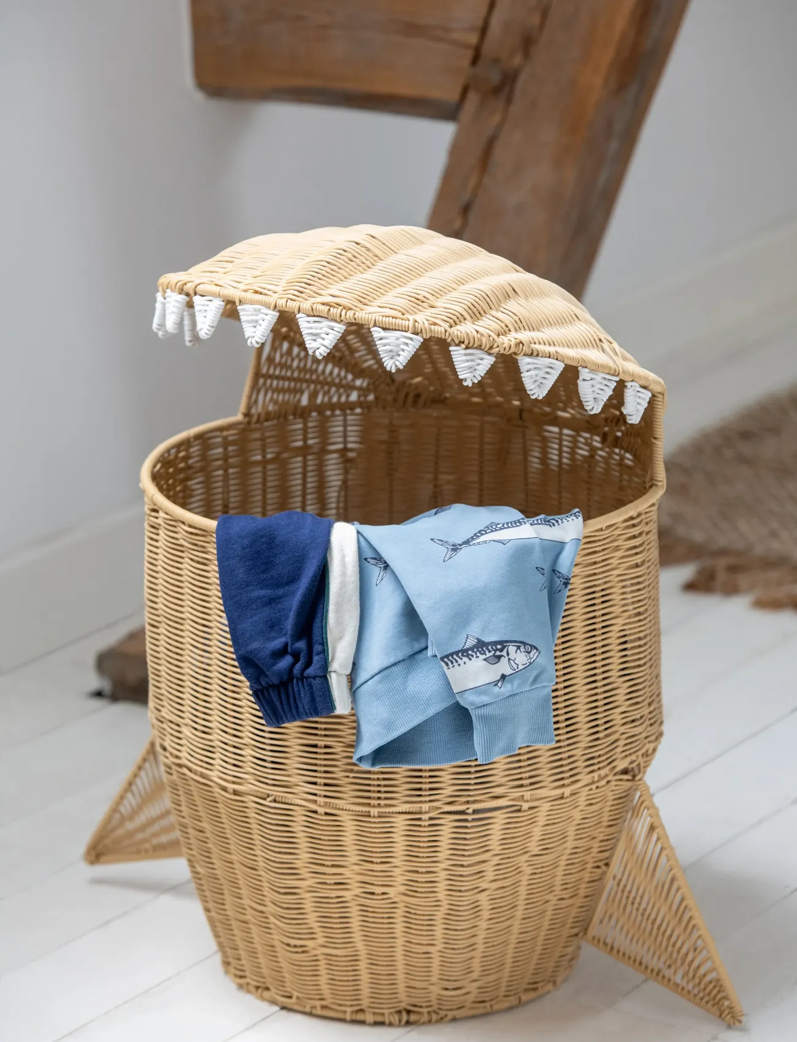 J-Line Basket Shark Synthetic Natural, One Size, Storage - Baskets, Kinder