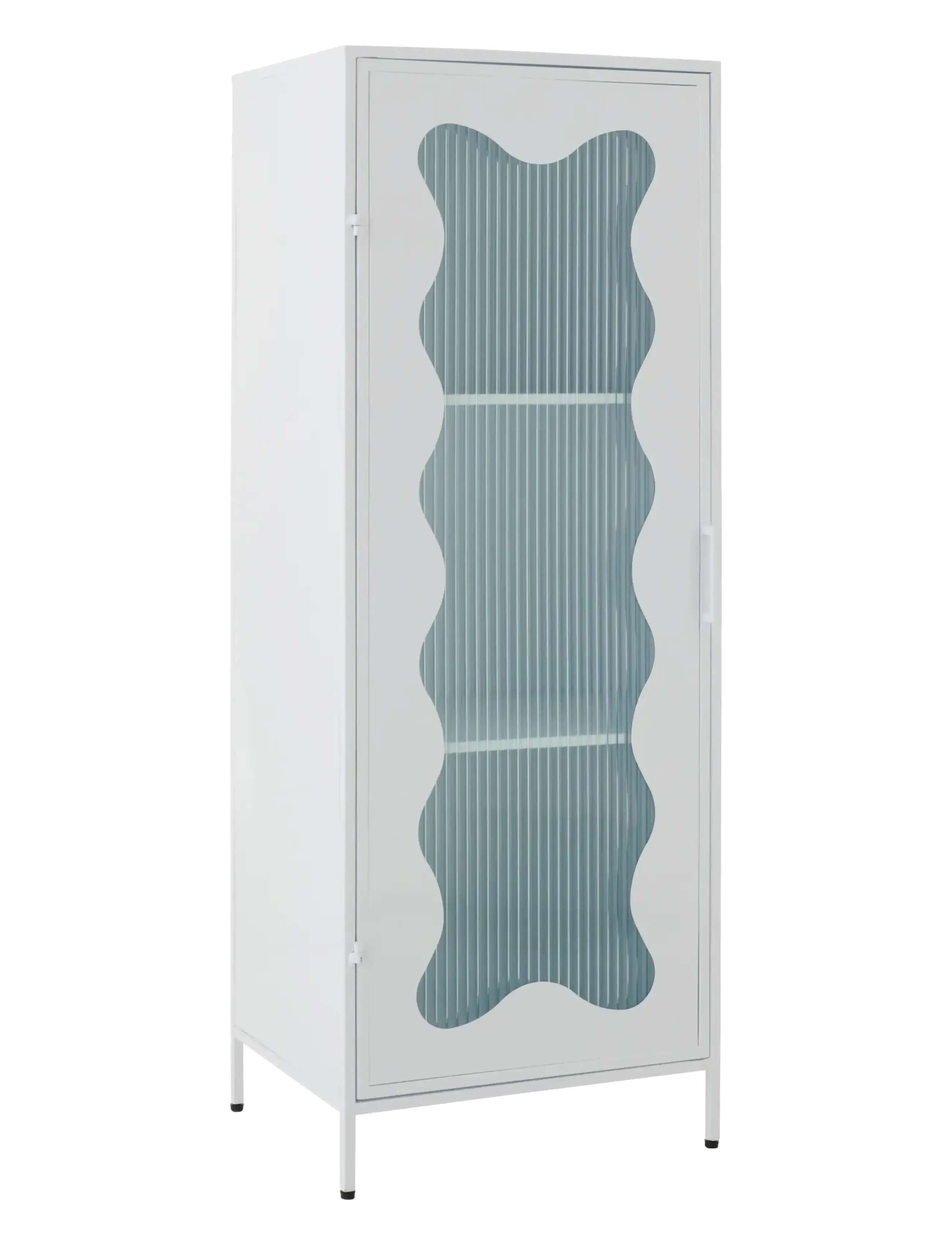 J-Line Cabinet Waves Iron/Glass White, Storage Furniture, Hvid, Str: ONE SIZE