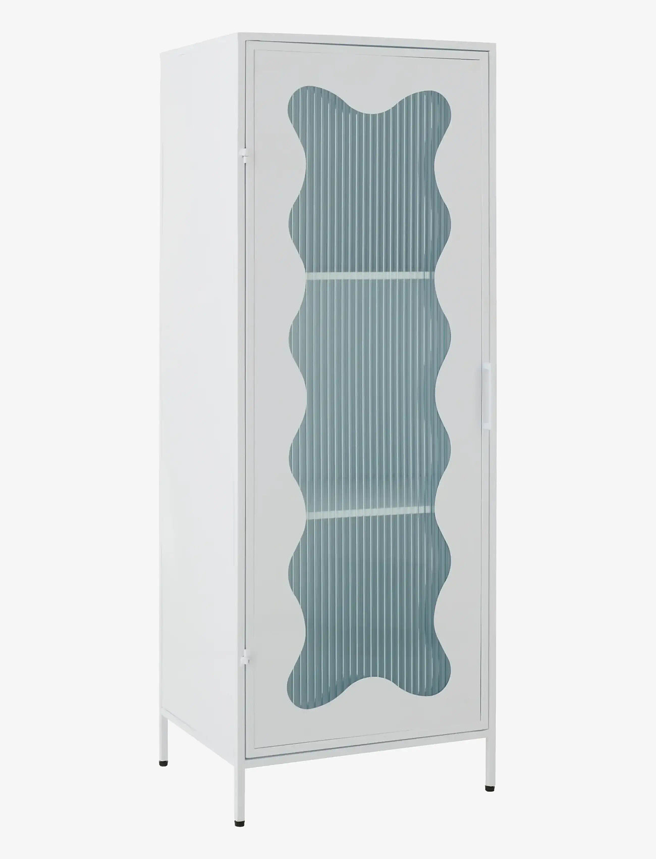J-Line - CABINET WAVES IRON/GLASS WHITE - opbevaringsmøbler - white - 1