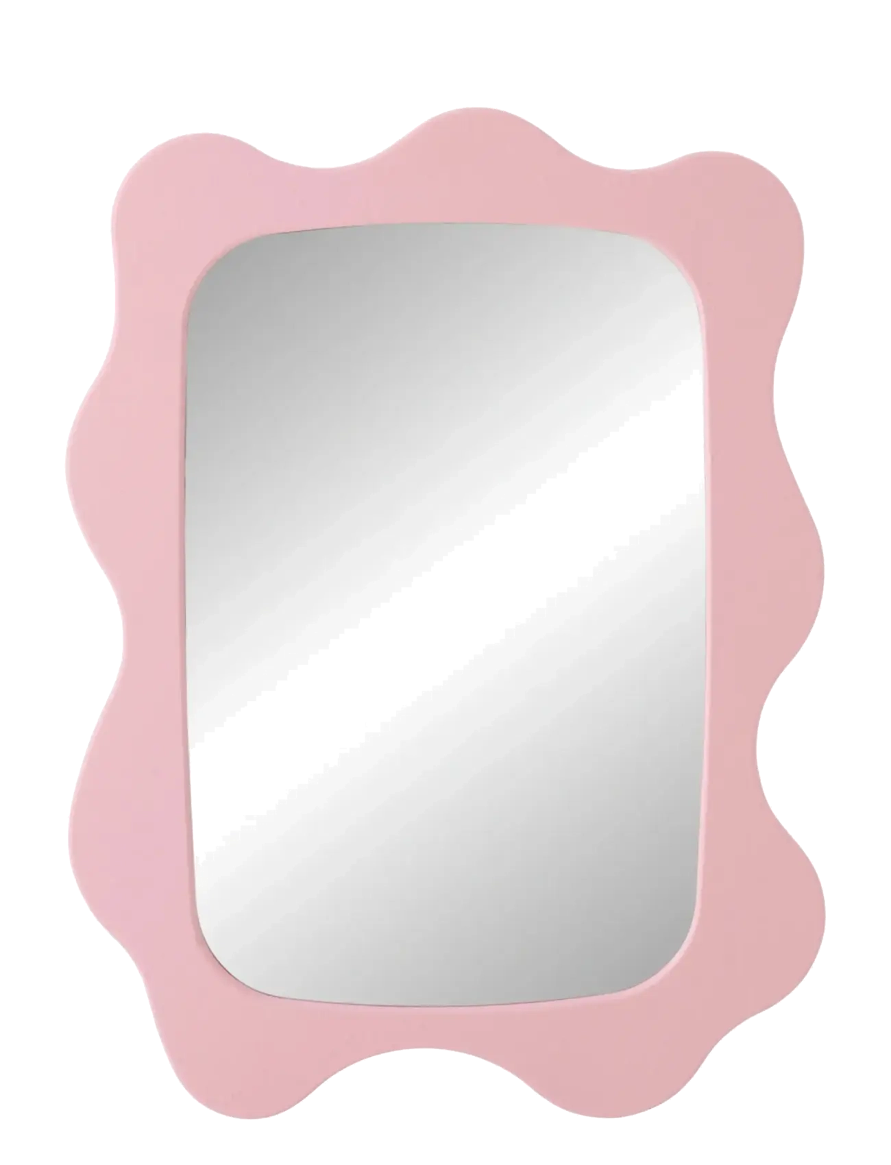 J-Line Wall Mirror Waves Mdf Light Pink, One Size, Mirrors, Rosa - Kinder