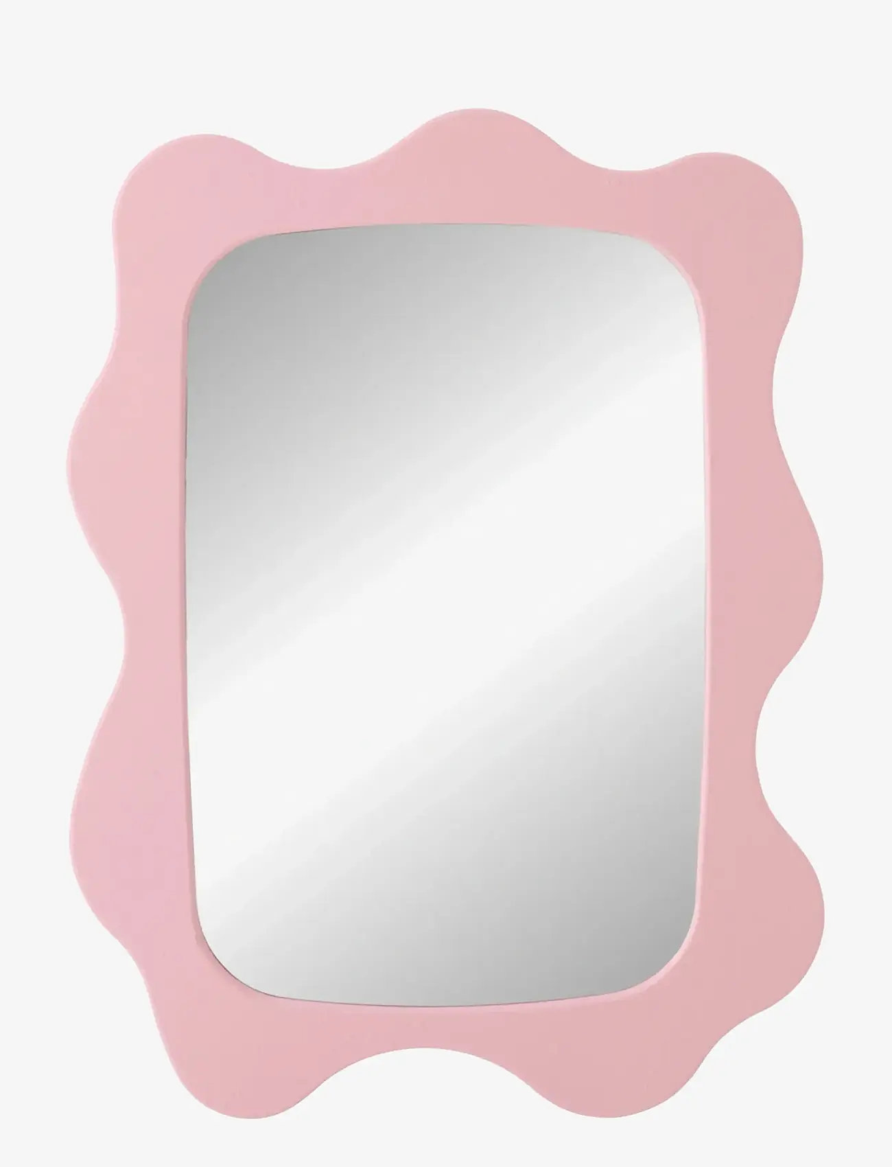 J-Line - WALL MIRROR WAVES MDF LIGHT PINK - dekorativt tilbehør - pink - 0
