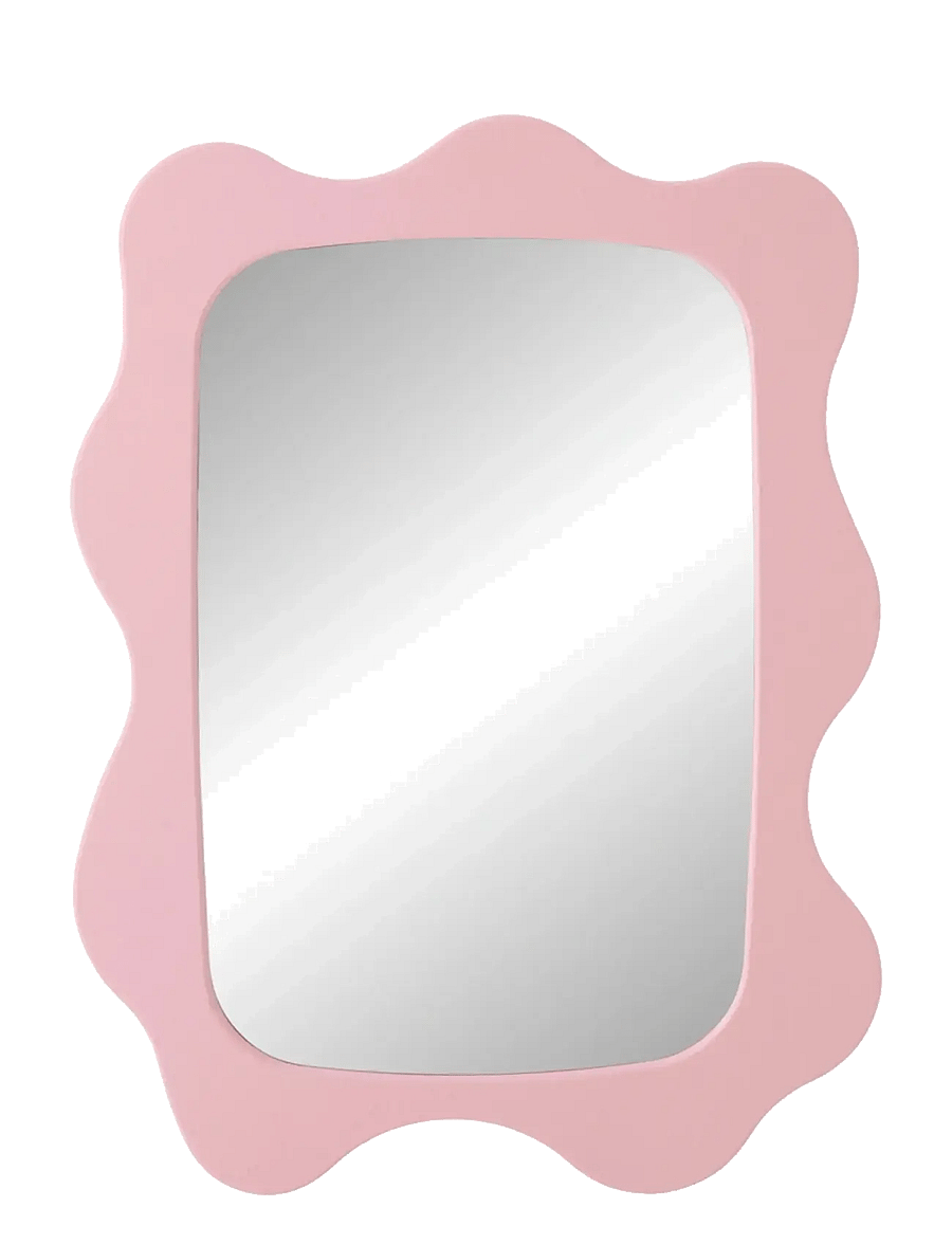 J-Line - WALL MIRROR WAVES MDF LIGHT PINK - dekorationsdetaljer - pink - 0
