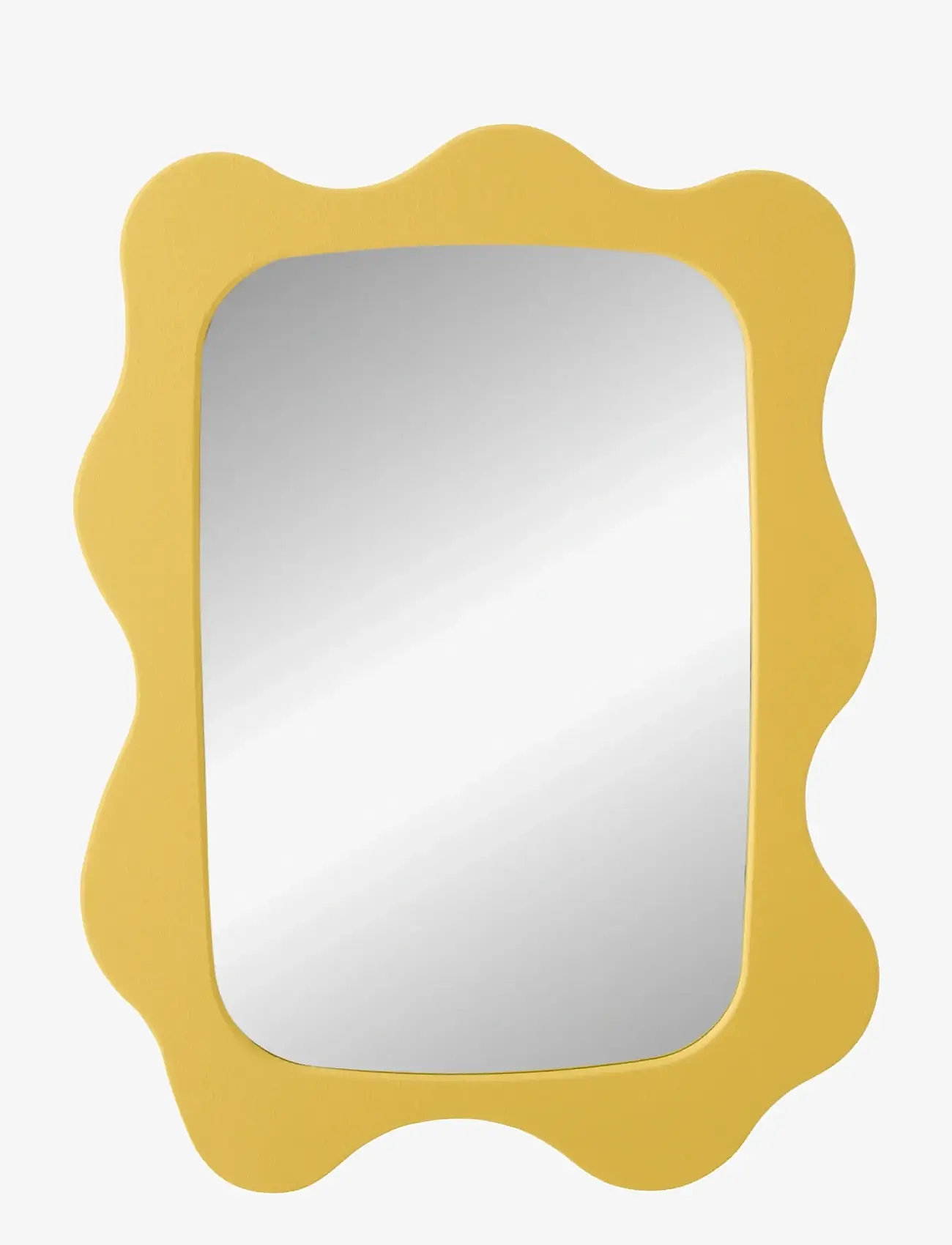 J-Line - WALL MIRROR WAVES MDF YELLOW - dekorativt tilbehør - yellow - 1