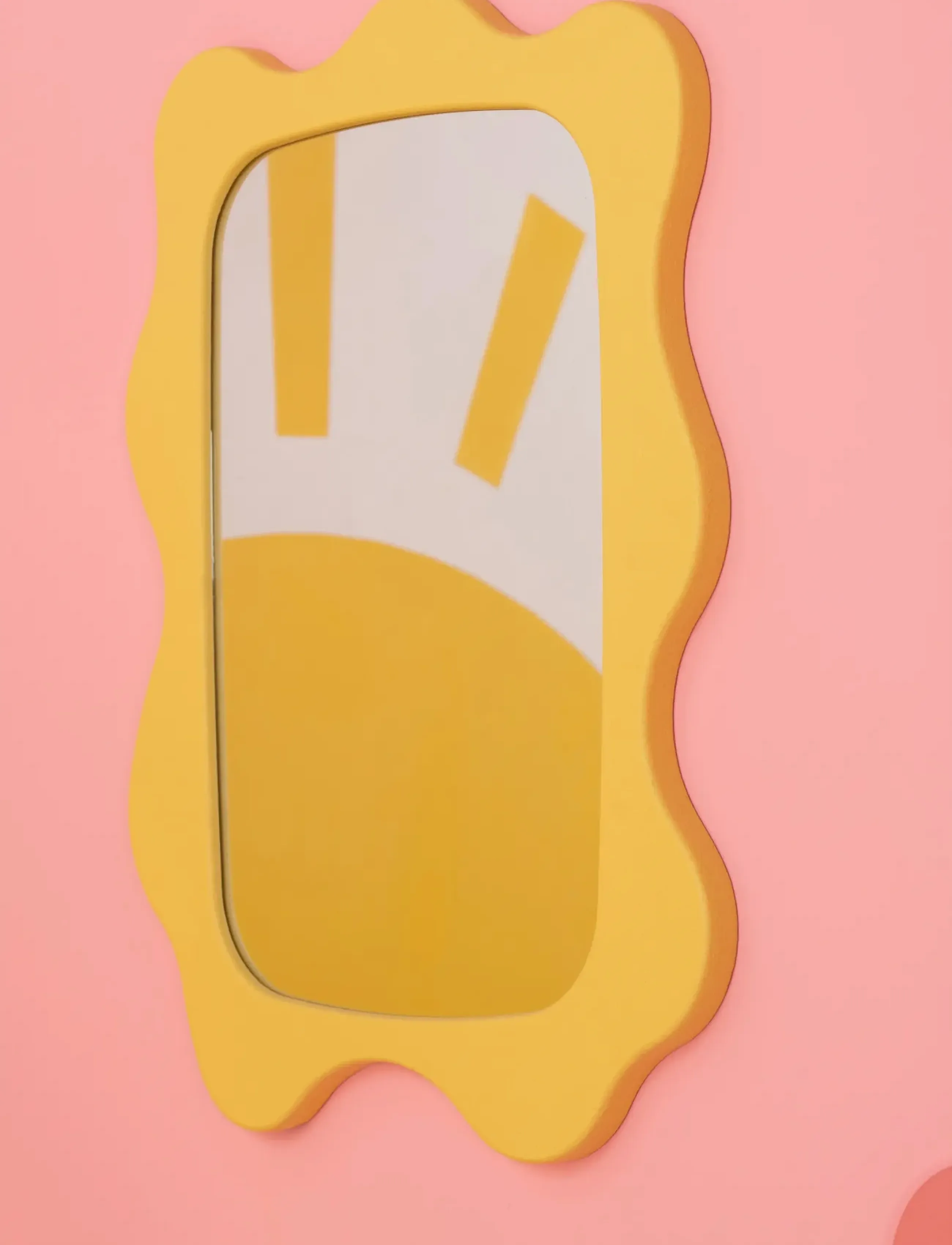 J-Line Wall Mirror Waves Mdf Yellow, One Size, Mirrors, Gelb - Kinder